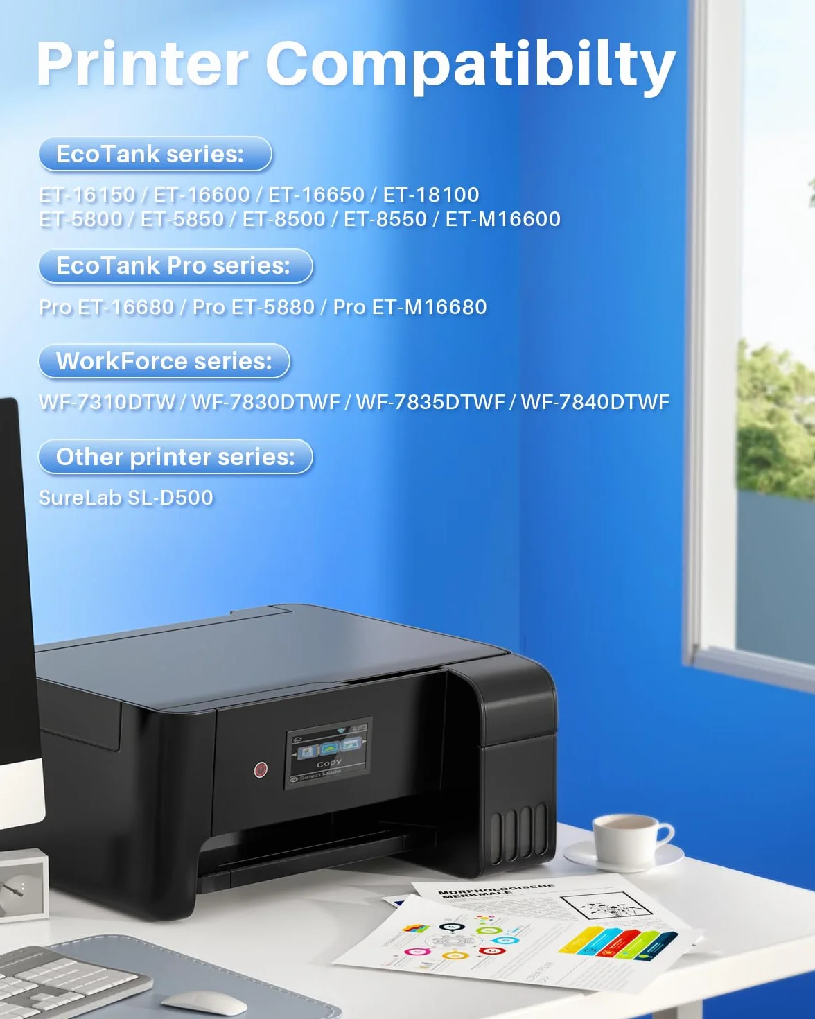 Skydo C9345 Boîte de maintenance compatible Epson WF-7840 ET-16600 ET-16650 ET-8550 ET-5850 ET-5880 WF-7820 WF-7830 ET-5800