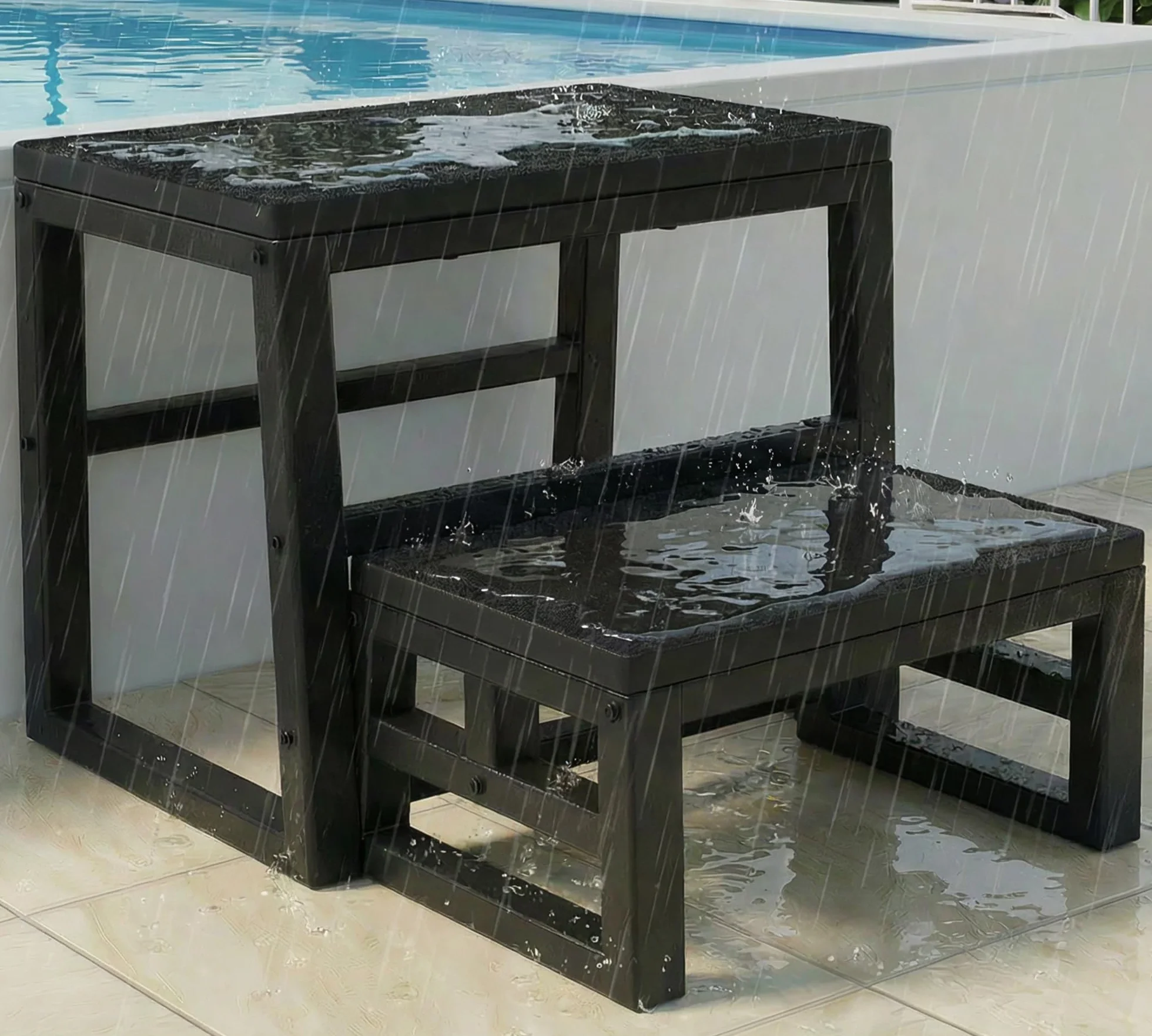 Marchepied 2 marches 3-en-1 en HDPE résistant à l'eau, tabouret 2 marches pliable pour adultes et enfants, supporte jusqu'à 230 kg, marchepied pliable deux marches pour la salle de bain, la cuisine