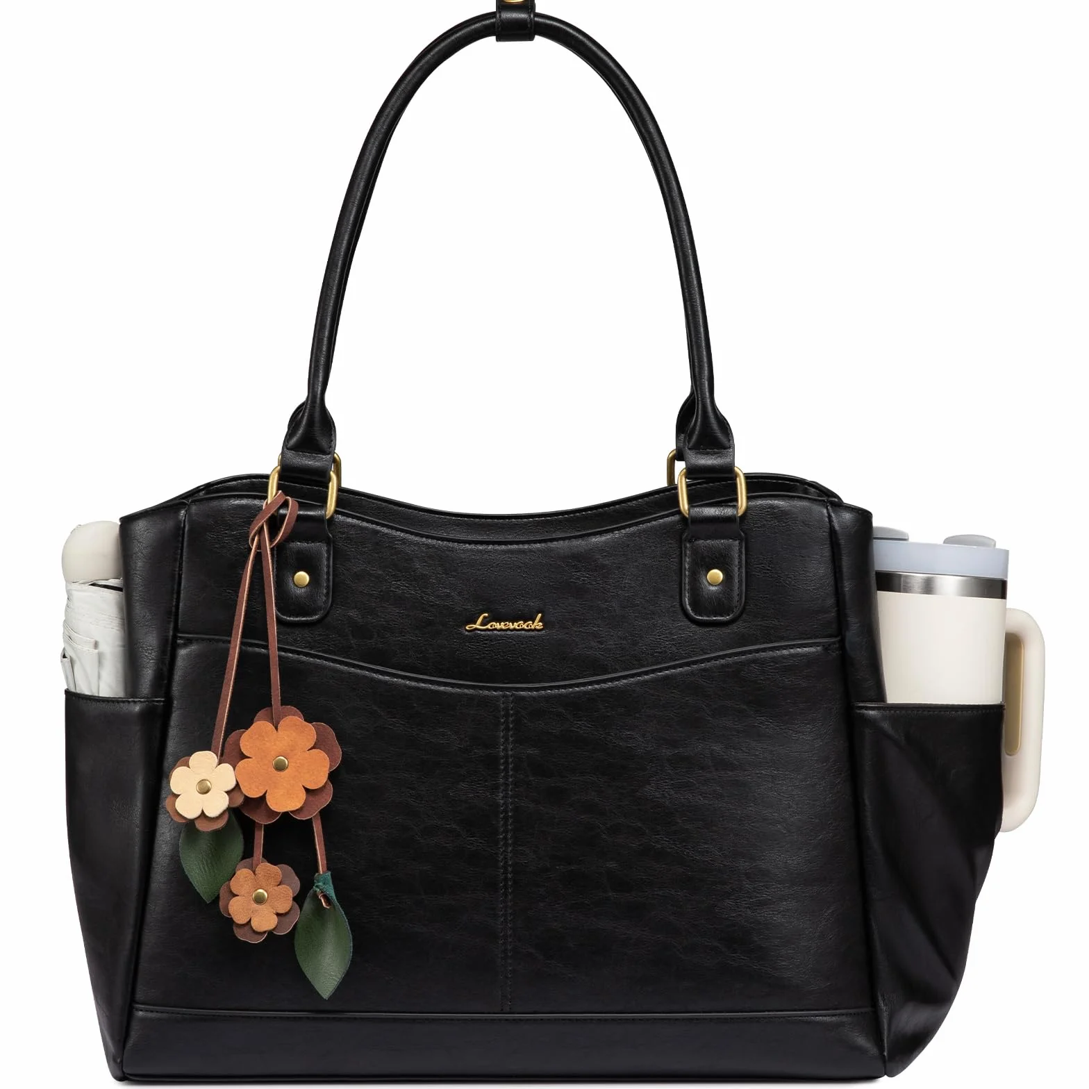LOVEVOOK Damska torba na laptopa 15,6", elegancka torba robocza, torba nauczycielska i biznesowa torba z paskiem na ramię, wszechstronna aktówka do biura, na uczelnię, do szkoły