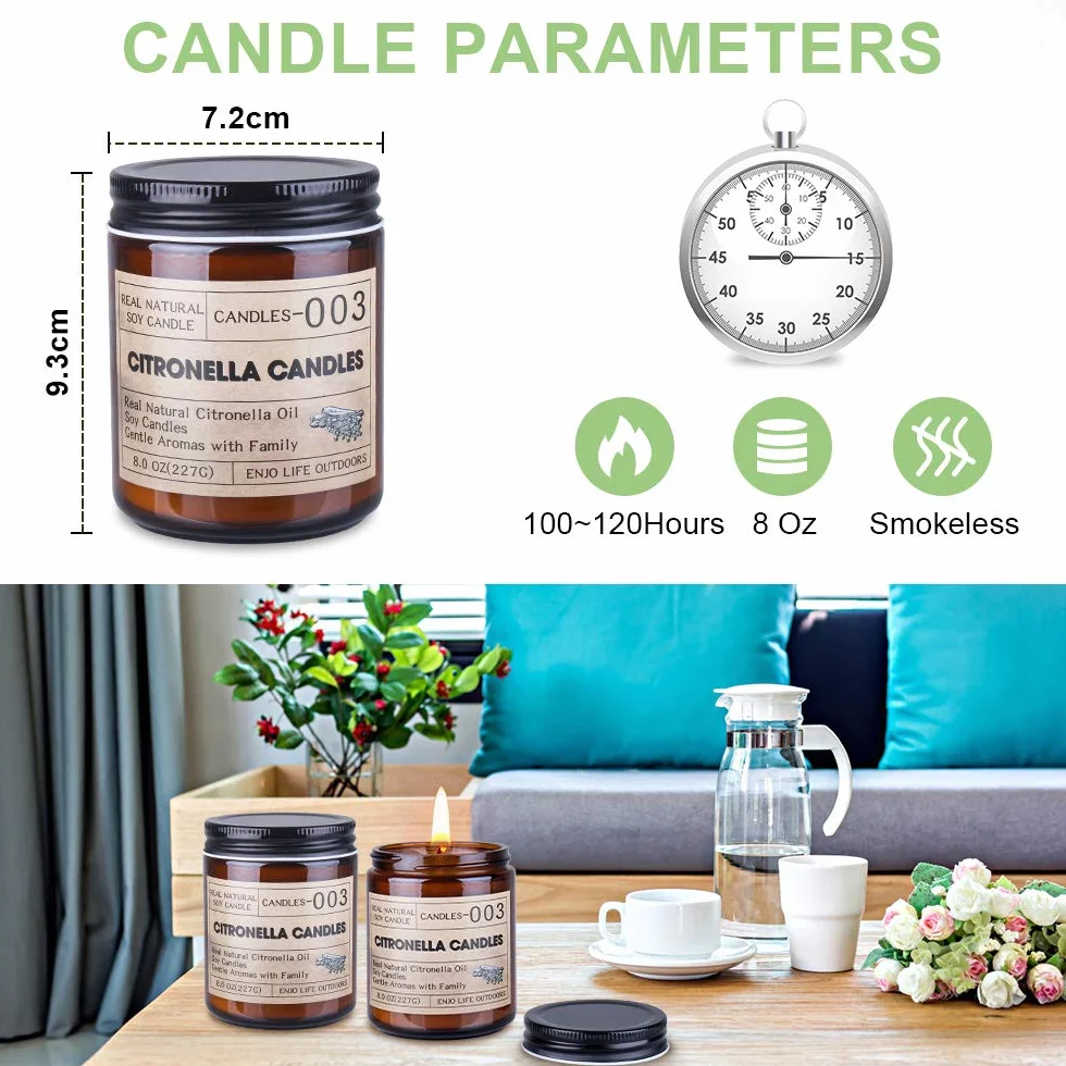 Grande Bougie à la Citronnelle 240 Heures - Extérieure en Cire de Soja