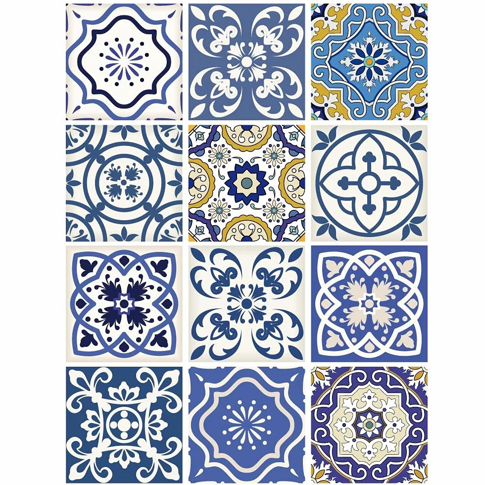 Autocollant de Carreaux Carrelage Ciment Modèle PORTO 10x10 cm 12 Stickers