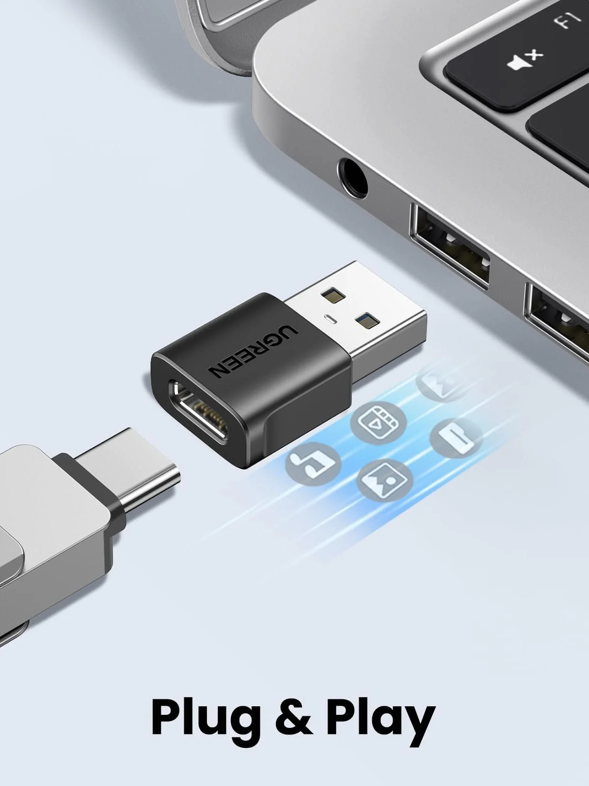 UGREEN Adaptateur USB vers USB C 3.2 10Gbps Lot de 3 Convertisseur Type C Femelle vers Type A Mâle