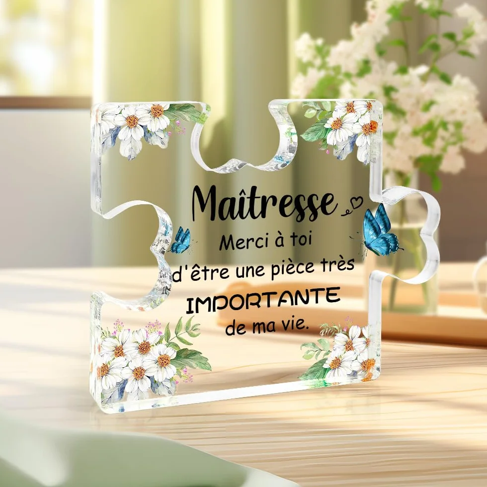 Puzzle Acrylique Cadeau Maîtresse Maternelle Fin d'année Merci Professeur