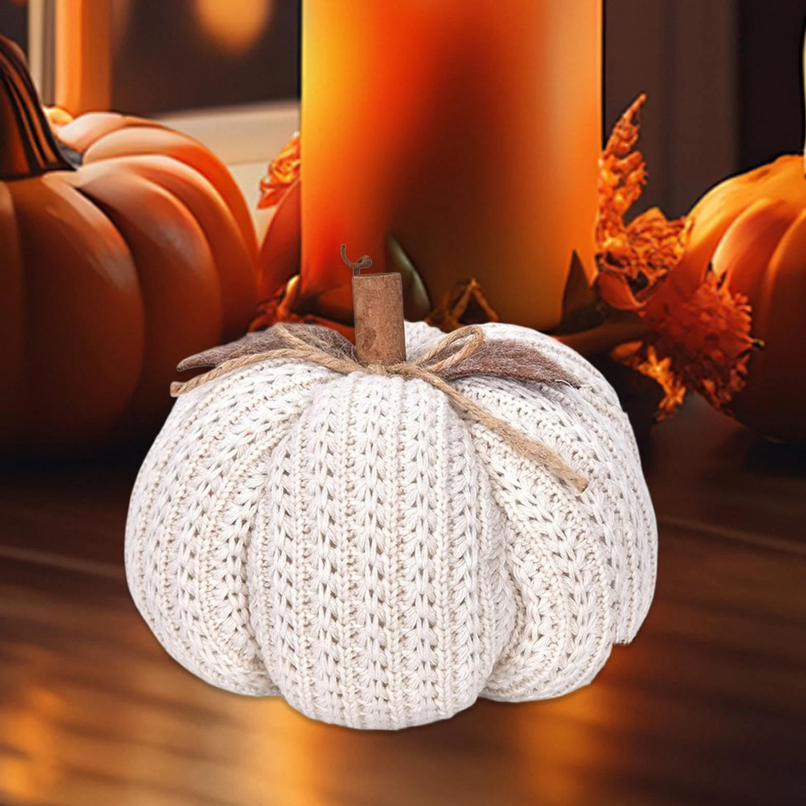 Citrouilles Tricotées Décoratives Faites Main, Décorations d'Automne Crochet, Légumes Artificiels pour Festival des Récoltes