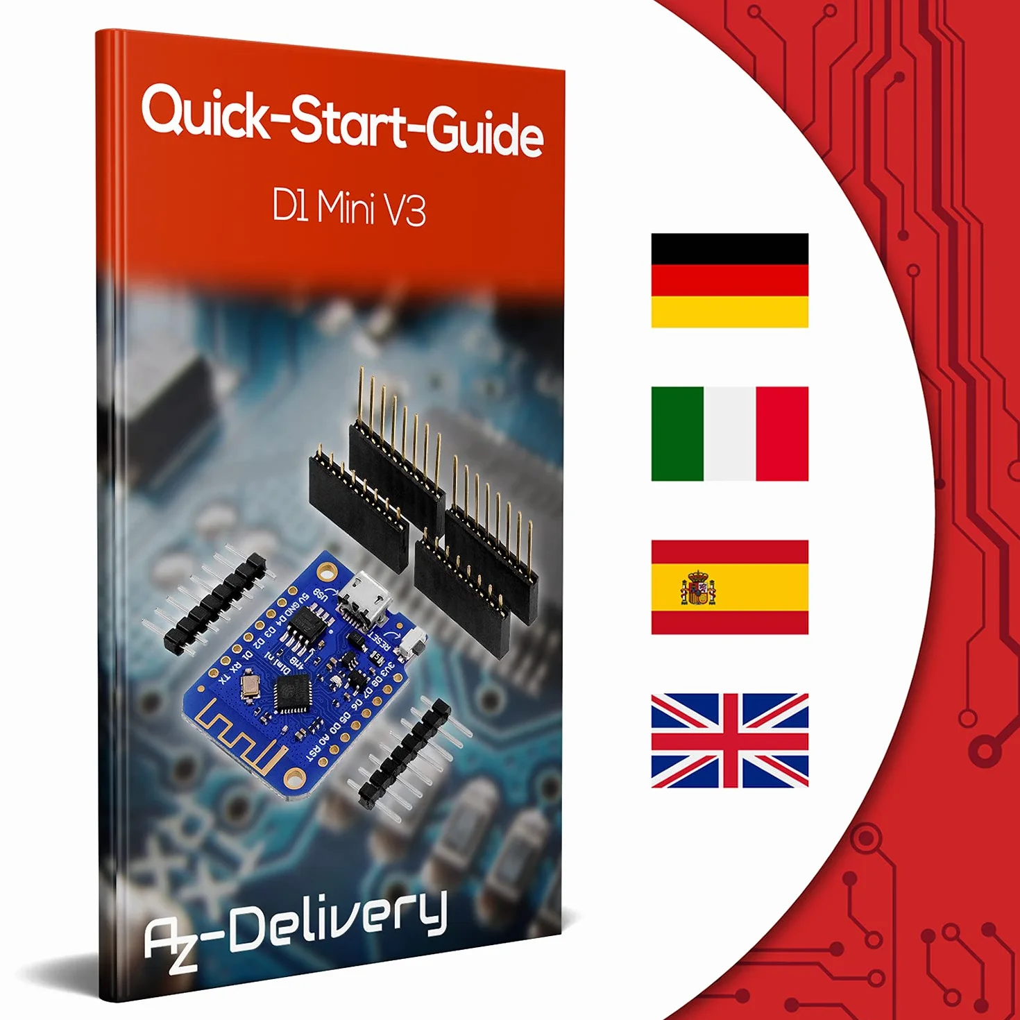 AZDelivery D1 Mini V3 NodeMCU ESP8266EX WLAN Moduł kompatybilny z Arduino w tym E-Book!