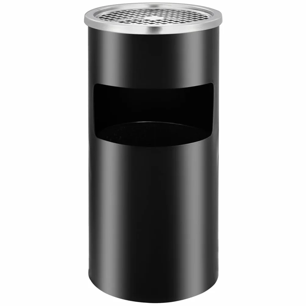 vidaXL Poubelle Murale Acier 26 L Noir pour Déchets Extérieur