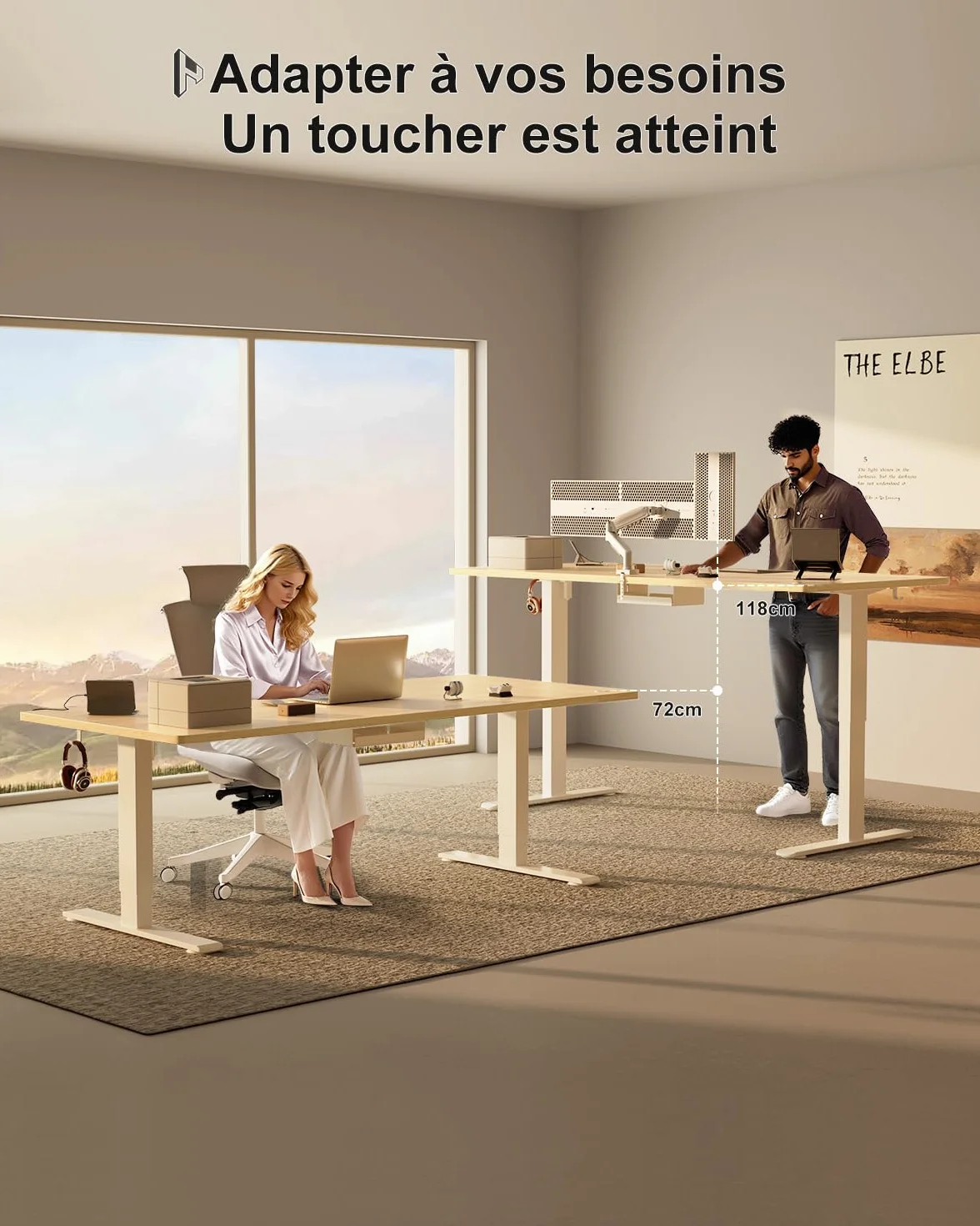 Homall Bureau Assis Debout Électrique 160x80 cm Réglable en Hauteur avec Mémoire et Anti-Collision