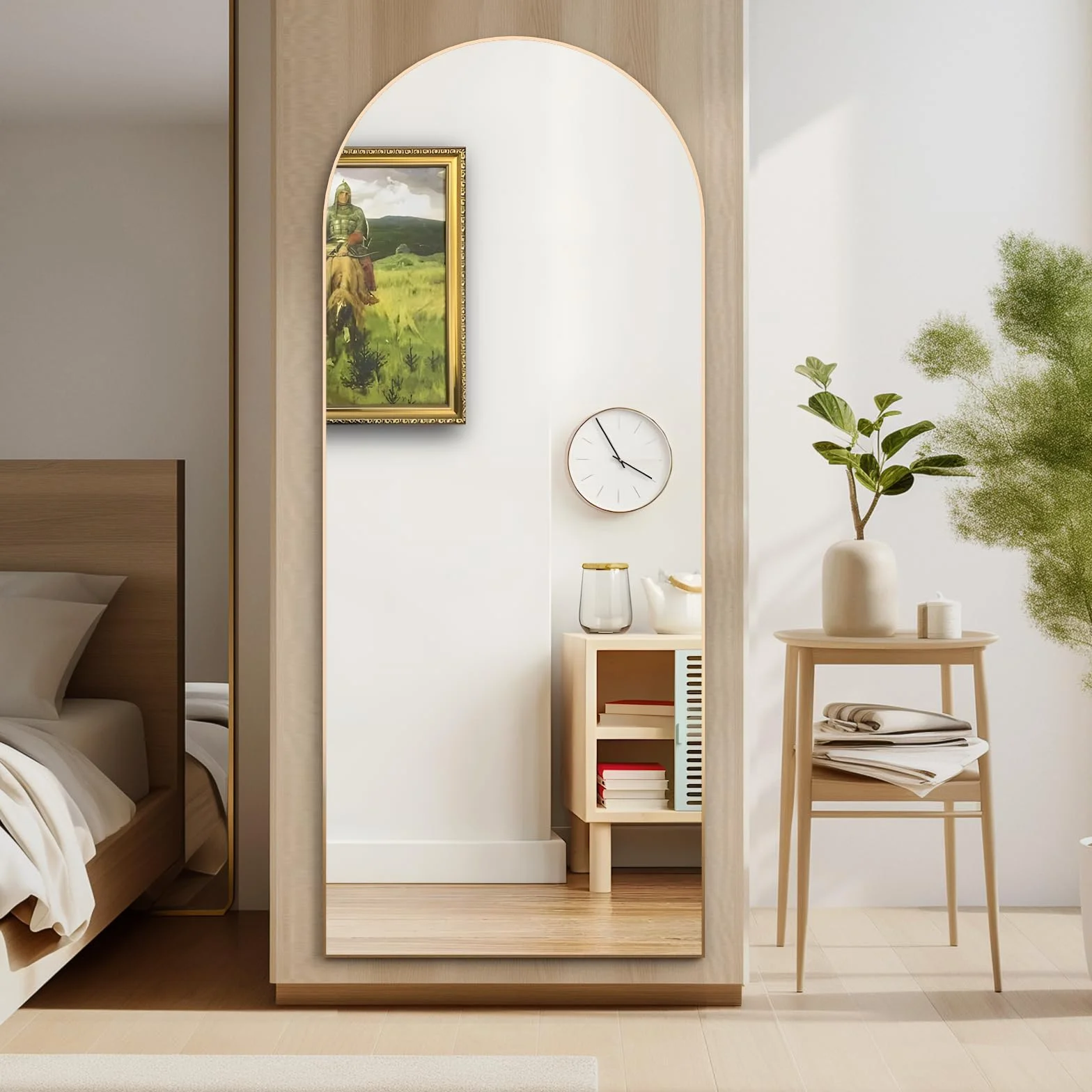 Miroir bombé doré 165 x 60 cm suspendu appuyé chambre