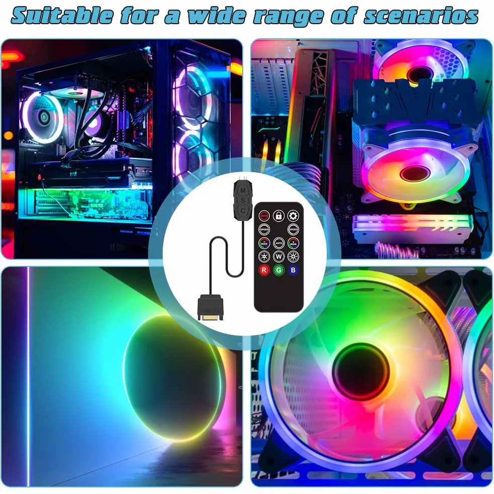 Pilot zdalnego sterowania RGB do rozdzielaczy ARGB i SATA Power Fans, wentylator RGB do PC, 5 V 3-pinowy 14-przyciskowy pilot zdalnego sterowania