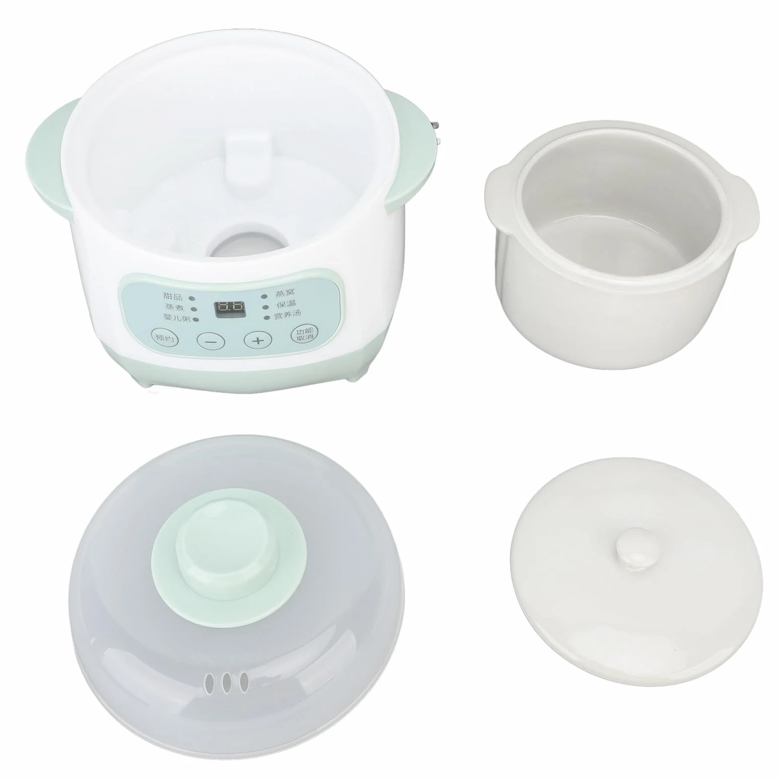 Mijoteuse, Saine et Sûre Mijoteuse en Céramique 1 L Facile à Transporter et à Ranger Marmite Chauffante Uniforme et Efficace pour Mijoter des Soupes Nutritives (Prise UE 220V)