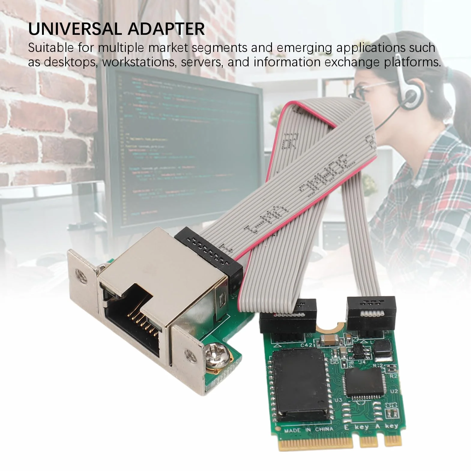 Adapter Ethernet M.2 A E Key 2.5G, Karta Sieciowa RJ45 Gigabit Ethernet RTL8125B, dla Systemu 7/8/8.1/10, Serwer 2008/2012/2016, dla Systemu Linux
