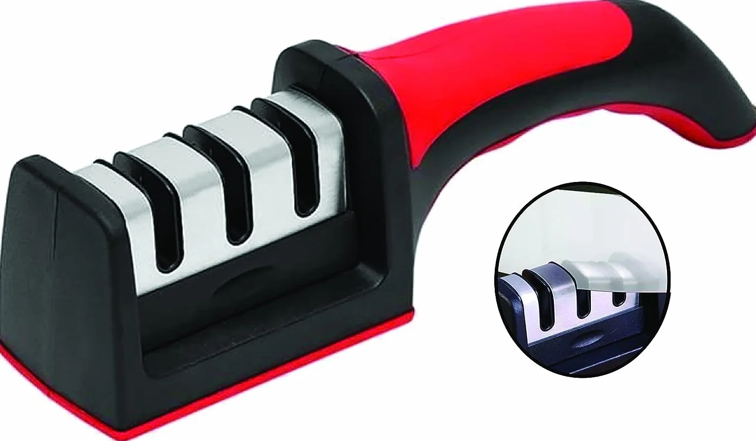PARENCE Aiguiseur à 3 phases Easy Sharp couteaux de cuisine pierre céramique carbure tungstène diamant finition noire chromée