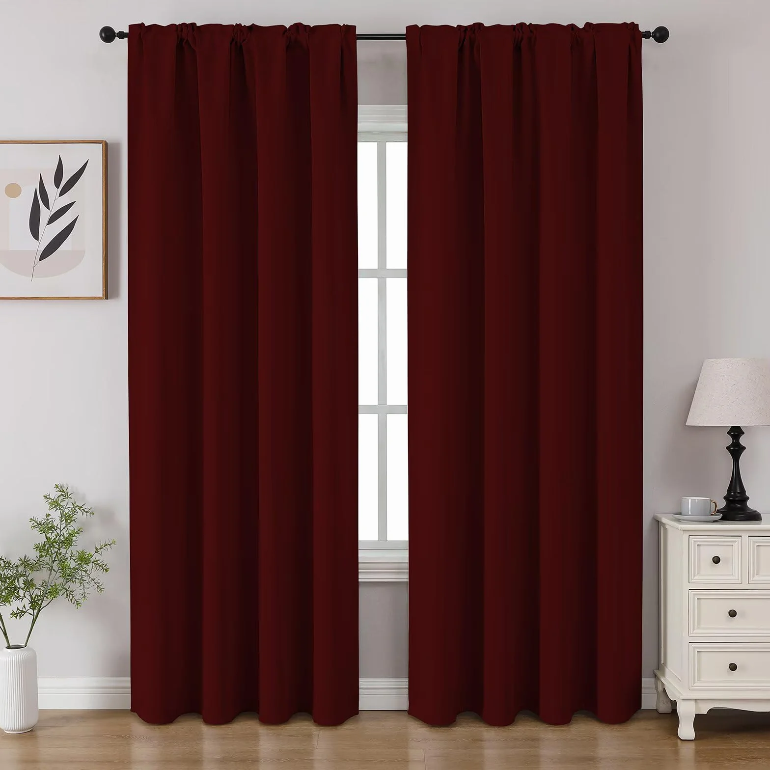 Lot de 2 Rideaux Occultants Thermiques avec Passe-Tringle, 132 x 213,4 cm, Rouge