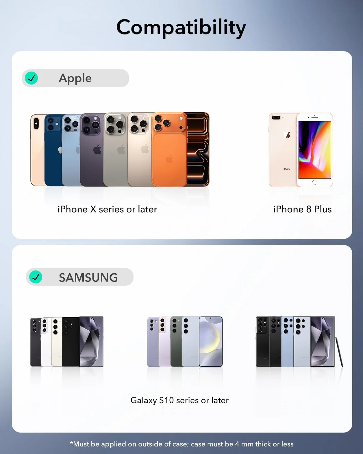 ESR MagSafe MagSafe MagSafe, metalowy pierścień magnetyczny do etui na telefon, uniwersalny zestaw do konwersji ładowarki bezprzewodowej do iPhone'a 17/16/16e/15,/Galaxy S25/Google Pixel 10