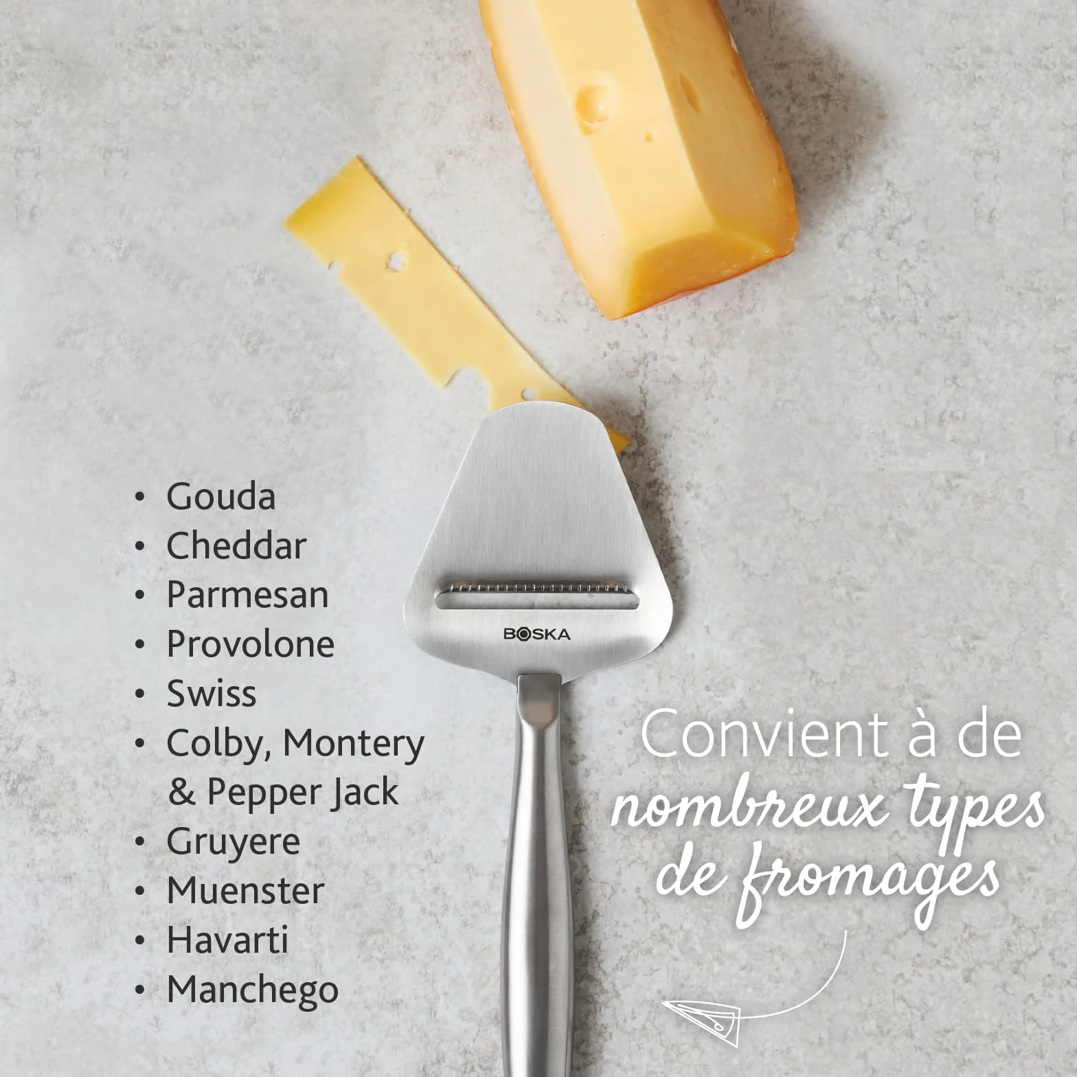 BOSKA Coupe-fromage Copenhagen - Trancheuse à fromages, Acier inoxydable, Compatible lave-vaisselle