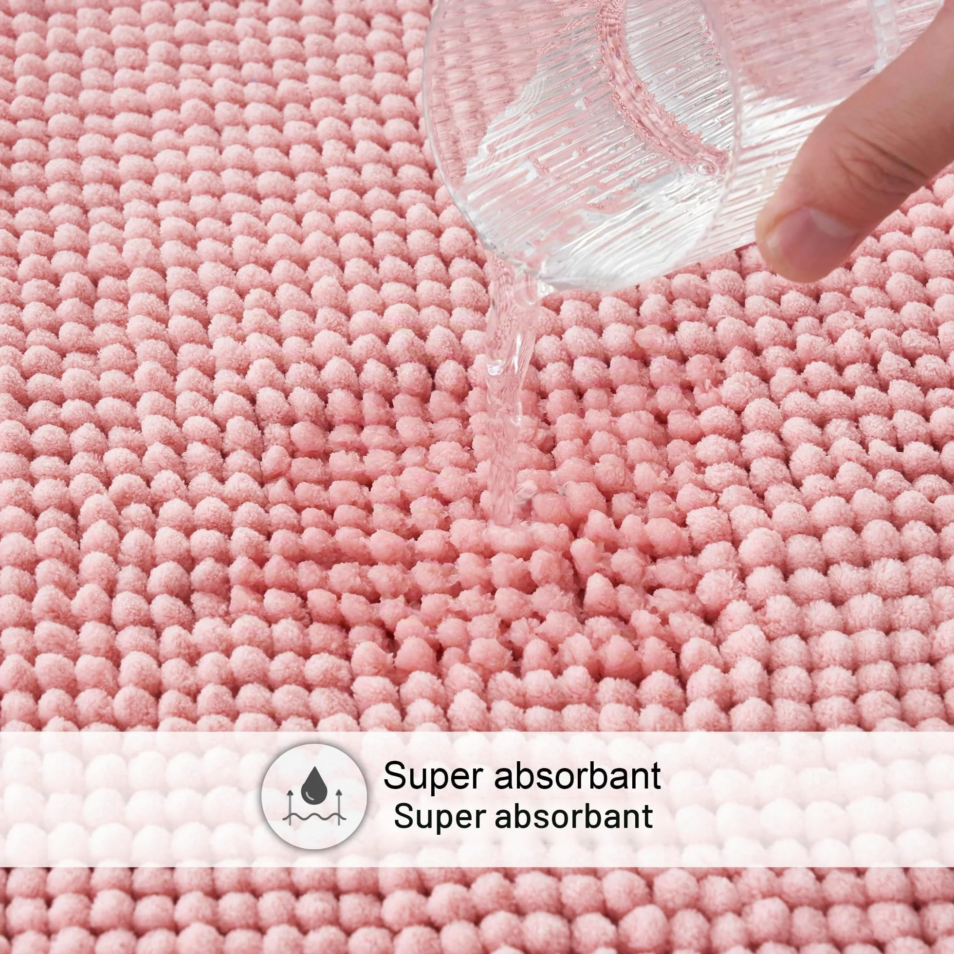 Decomira Tapis de Bain Antidérapant en Chenille 40x60 cm Rose Lavable en Machine Super Absorbant