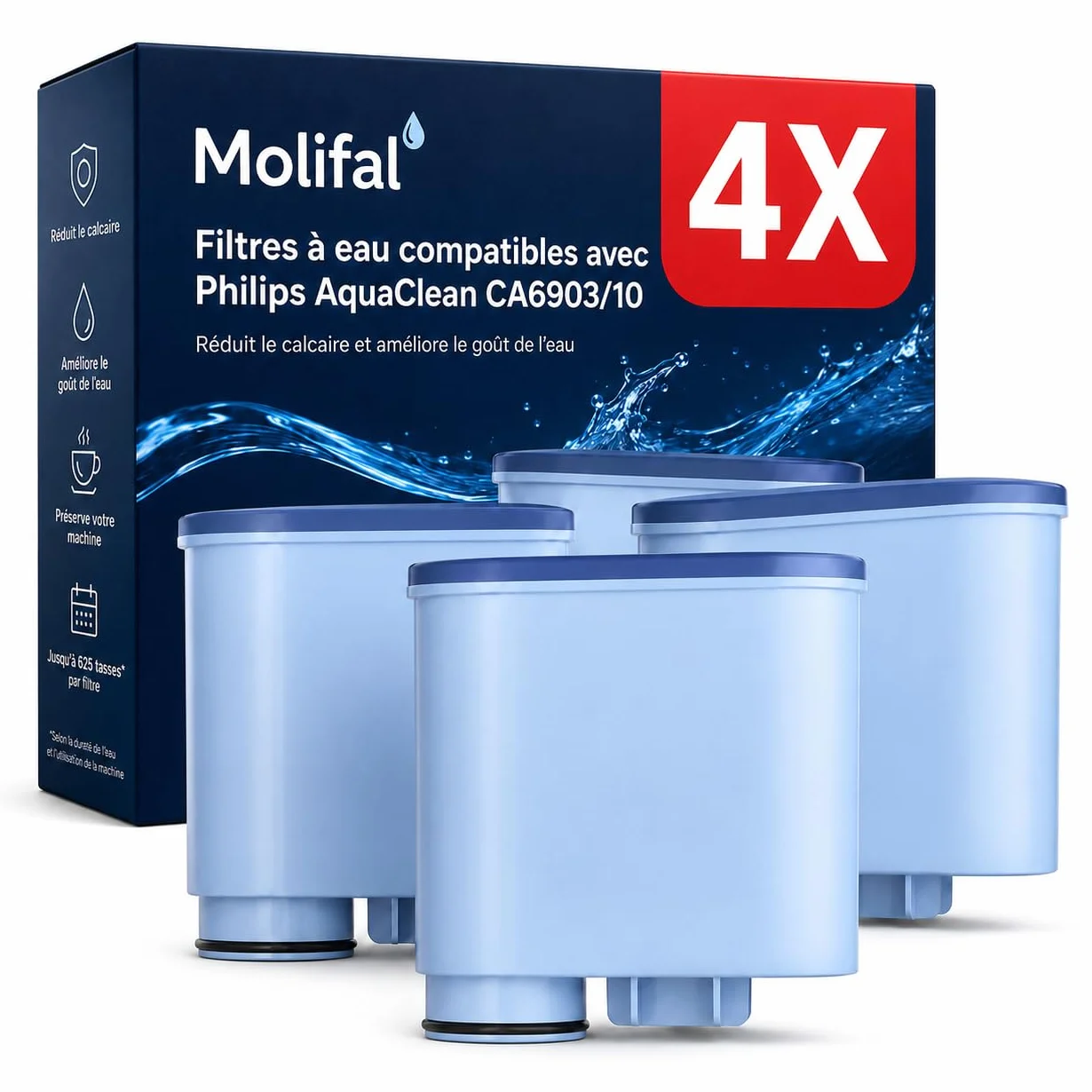 Filtres à eau compatibles Philips AquaClean CA6903/10 CA6903/22 Sans BPA anti-calcaire