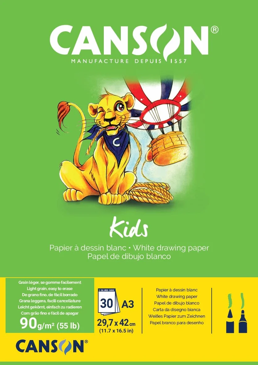 CANSON Bloc dessin A3 30 feuilles 90g/m² Blanc