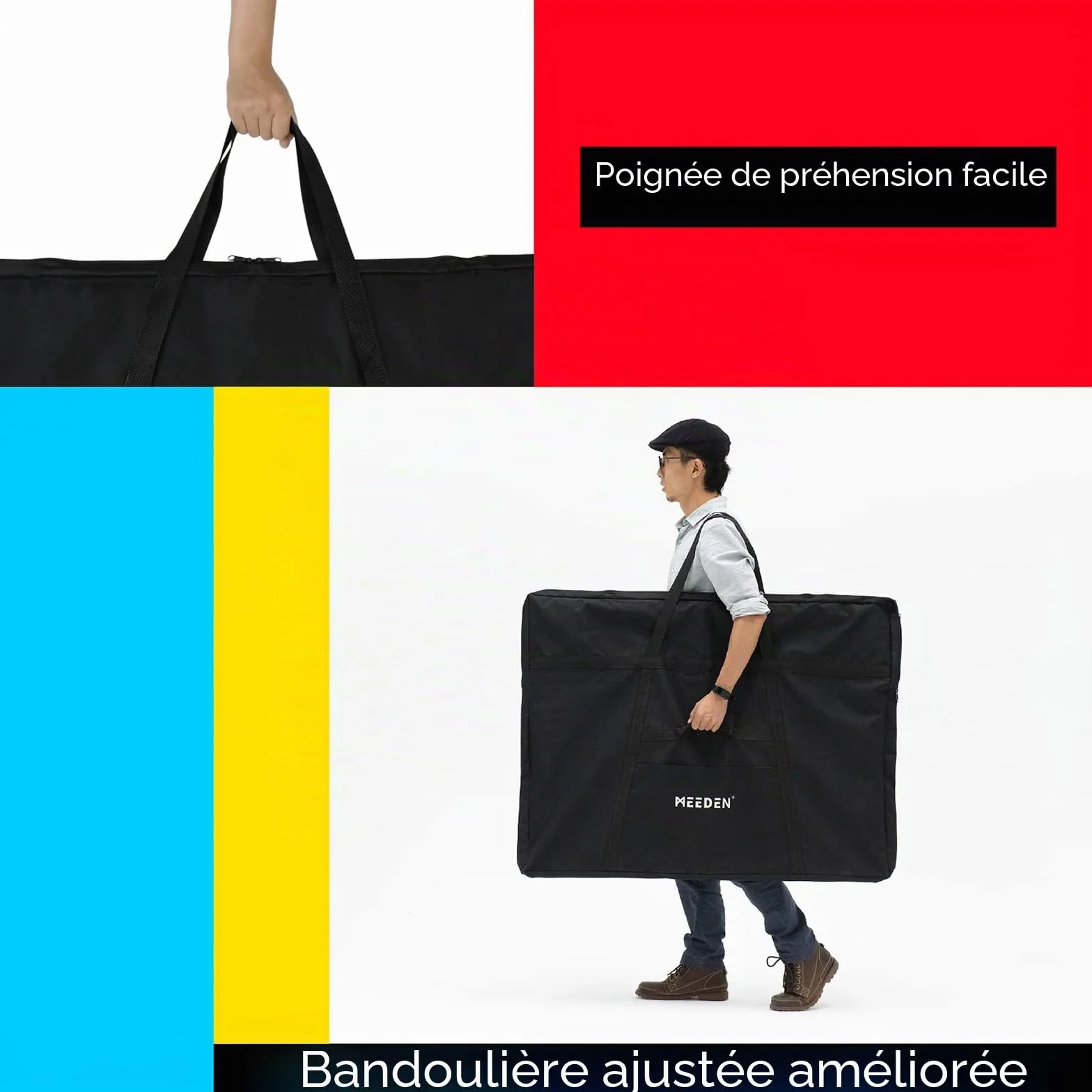 MEEDEN Portfolios d’Artiste Cas 81 x 106 cm, Imperméable, 600D Oxford Cloth, Portefeuille d'art Noir, Porte-Documents pour œuvres d'art, Dessin, Toile, Photographie