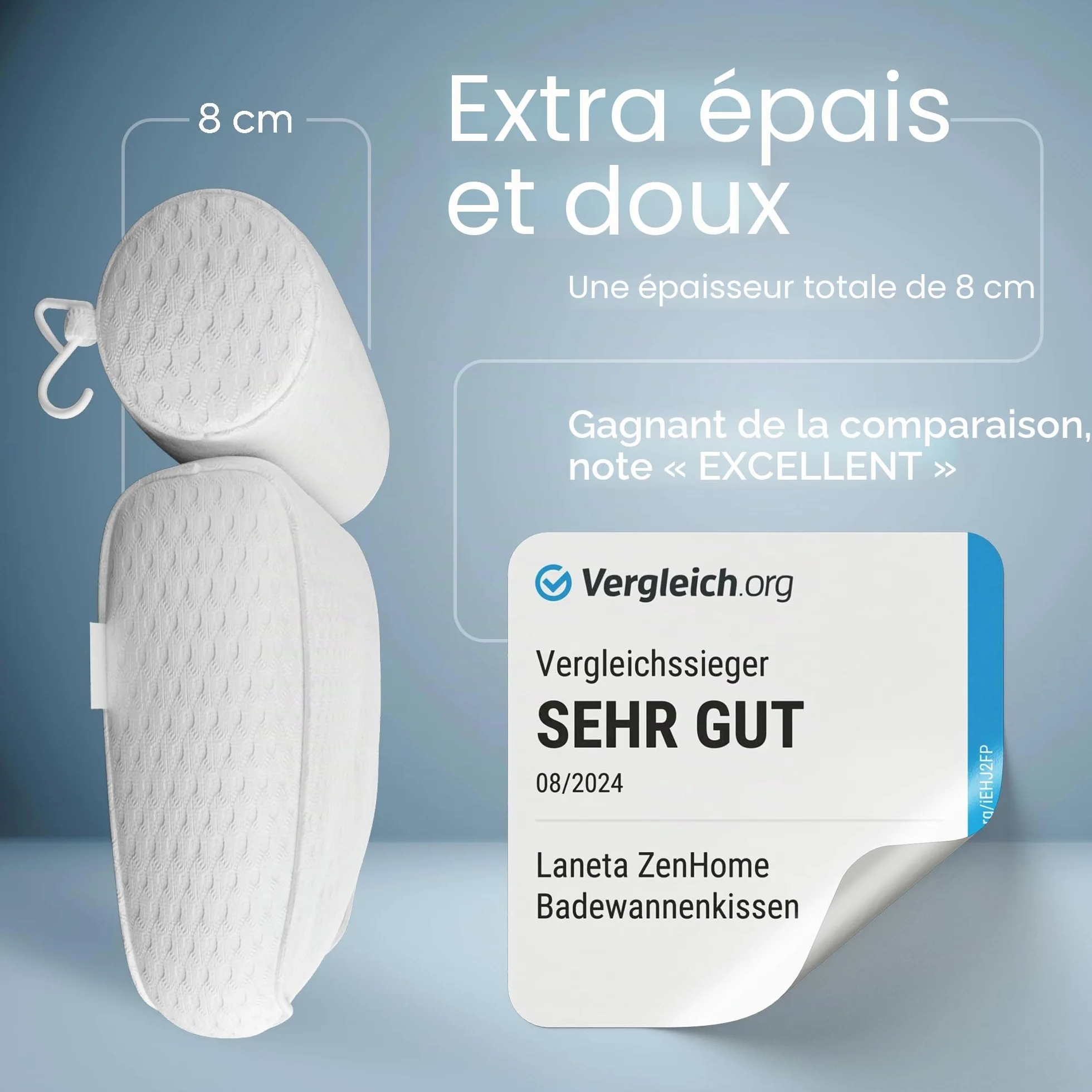 Coussin Baignoire • Coussin de bain Ergonomique & décontractant pour les muscles Premium • Oreiller de Bain • Nouvelle mousse spéciale 5D • Design Allemand • Oreiller bain avec Technologie 5D Air Mesh