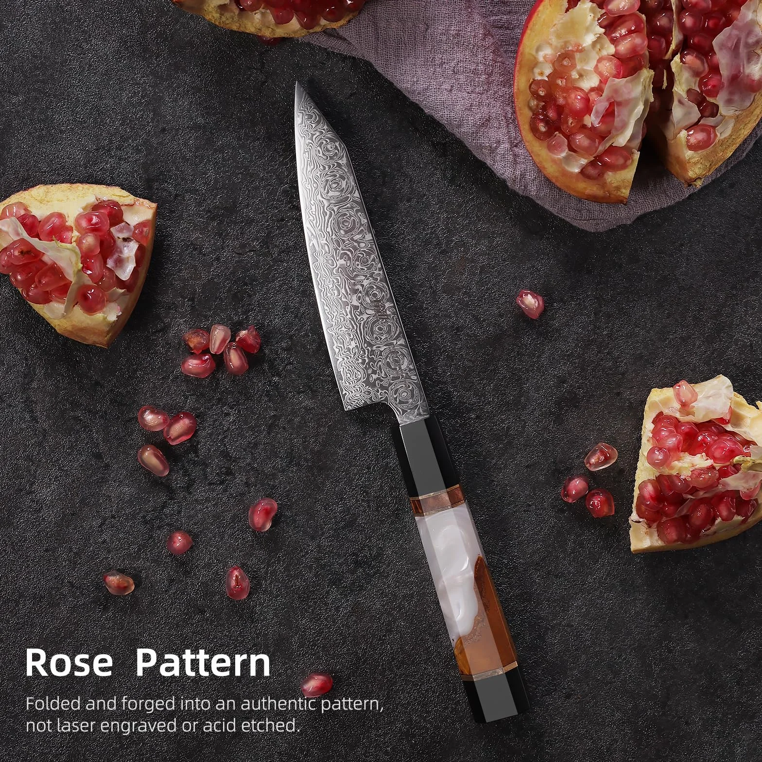 FINDKING Couteau de Cuisine Multifonction 5 Pouces – Couteau Tranchant pour Fruits et Préparation des Aliments, Idéal pour la Cuisine Quotidienne (Série BLACK-ROSE)