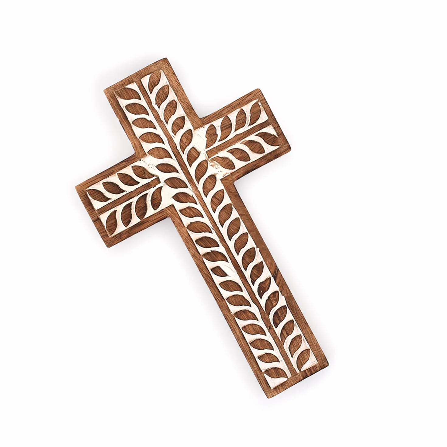 Croix Catholique Religieuse en Bois de Manguier Suspension Murale 25,4 cm x 15,24 cm x 1,90 cm