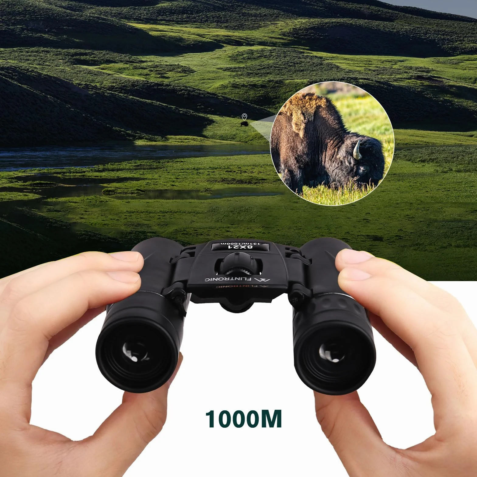 Flintronic Mini lornetka teleskopowa 8 x 21 HD, wodoodporna, przenośna, składana, kompaktowa, kieszonkowa, mała i lekka, dla dorosłych, polowania, zwiedzania, obserwacji ptaków, wędrówek