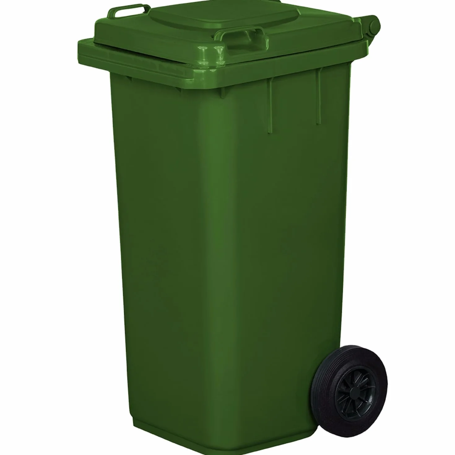 Poubelle Extérieur 120L Plastique PN-EN 840 Bac Conteneur Déchets Recyclage Roues Vert