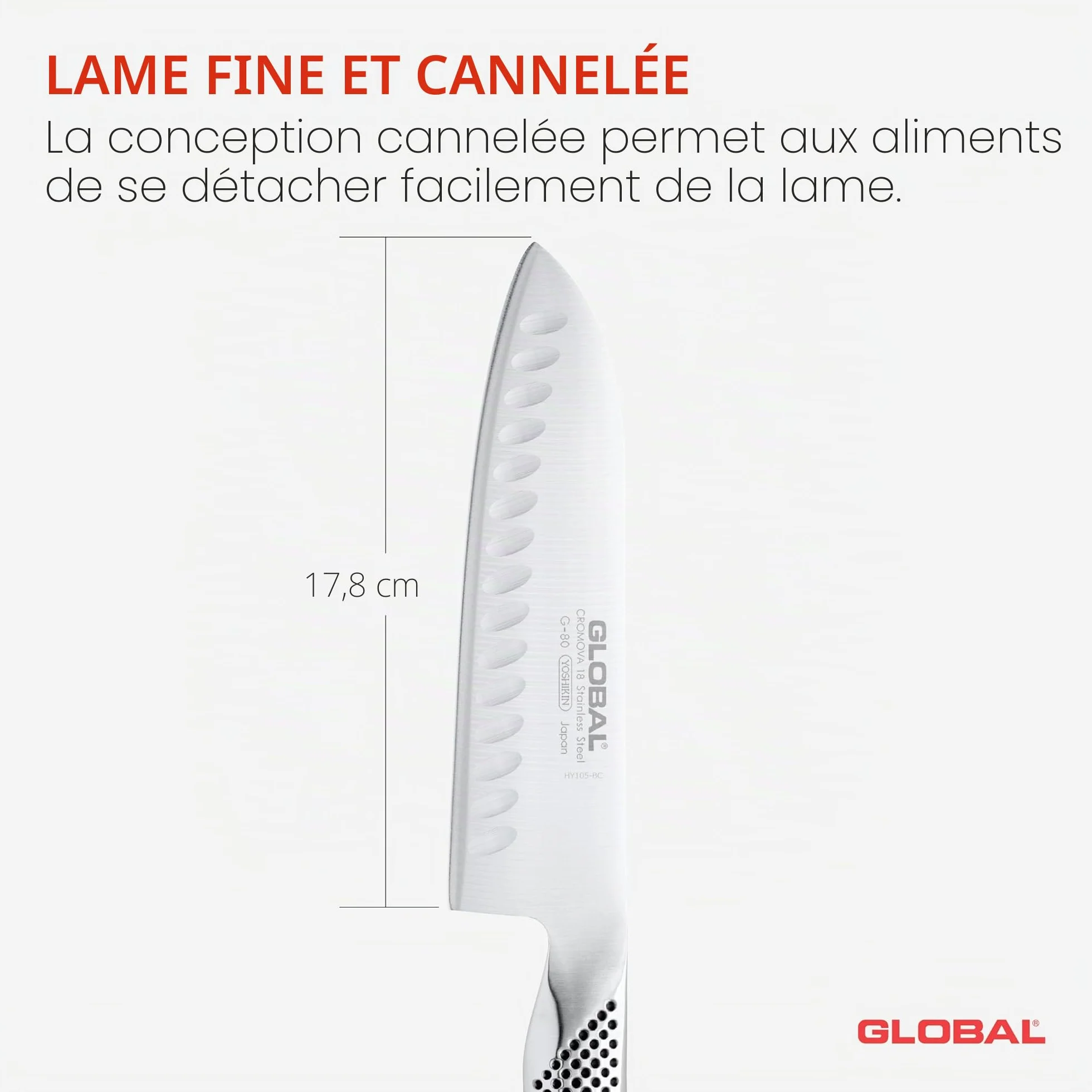 Global Design Concepts G80 (ancien sigle : G48) Santoku alvéolaire 18 cm