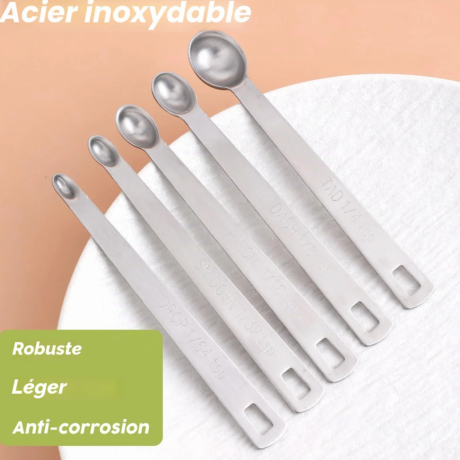 Cuillères à soupe en acier inoxydable lot de 5 - Petites cuillères à café graduées
