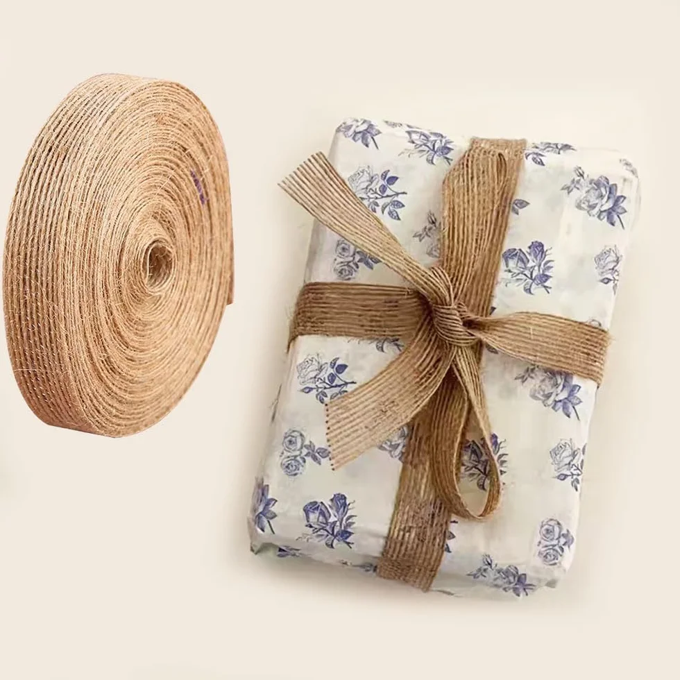 Ruban de Jute 1,5cm x 10M Vintage pour Emballages Cadeaux