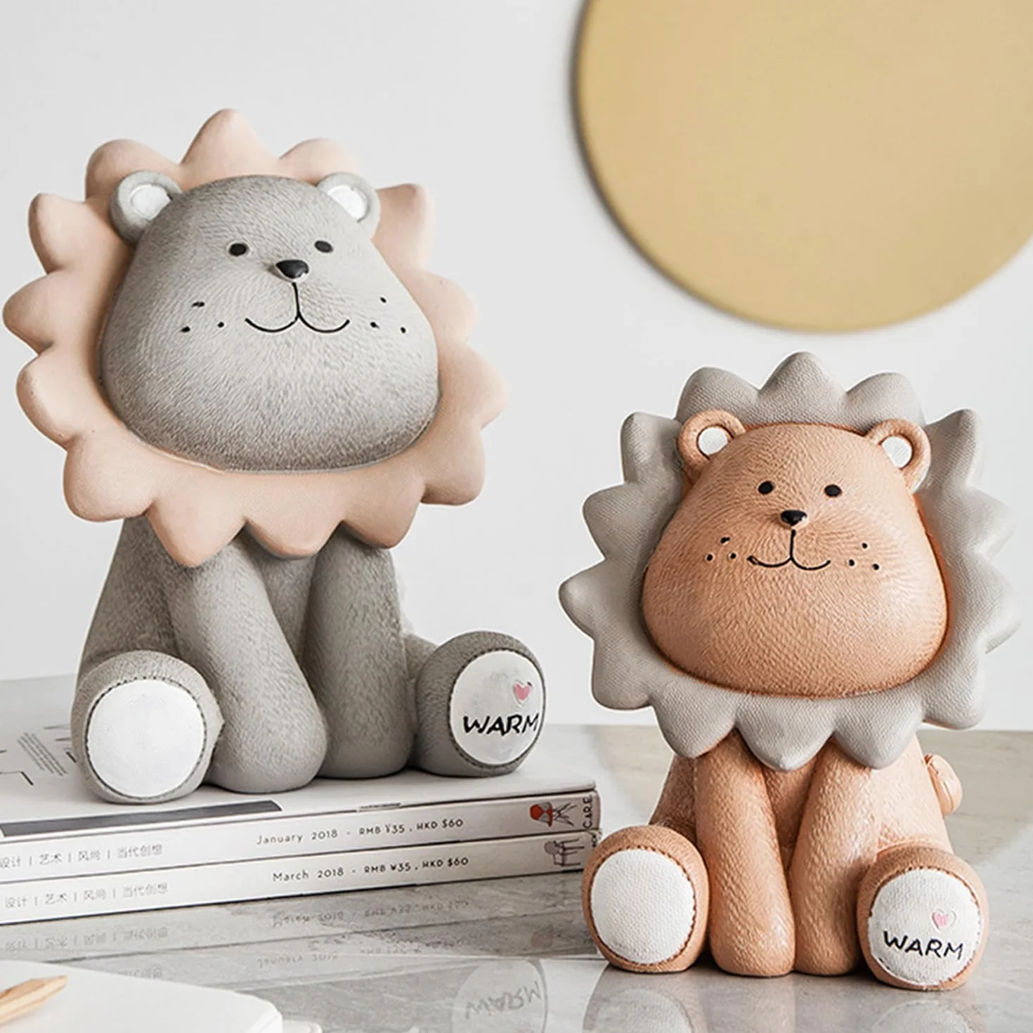 Lion Résine Grise Incassable Tirelire Cadeau Anniversaire Enfants