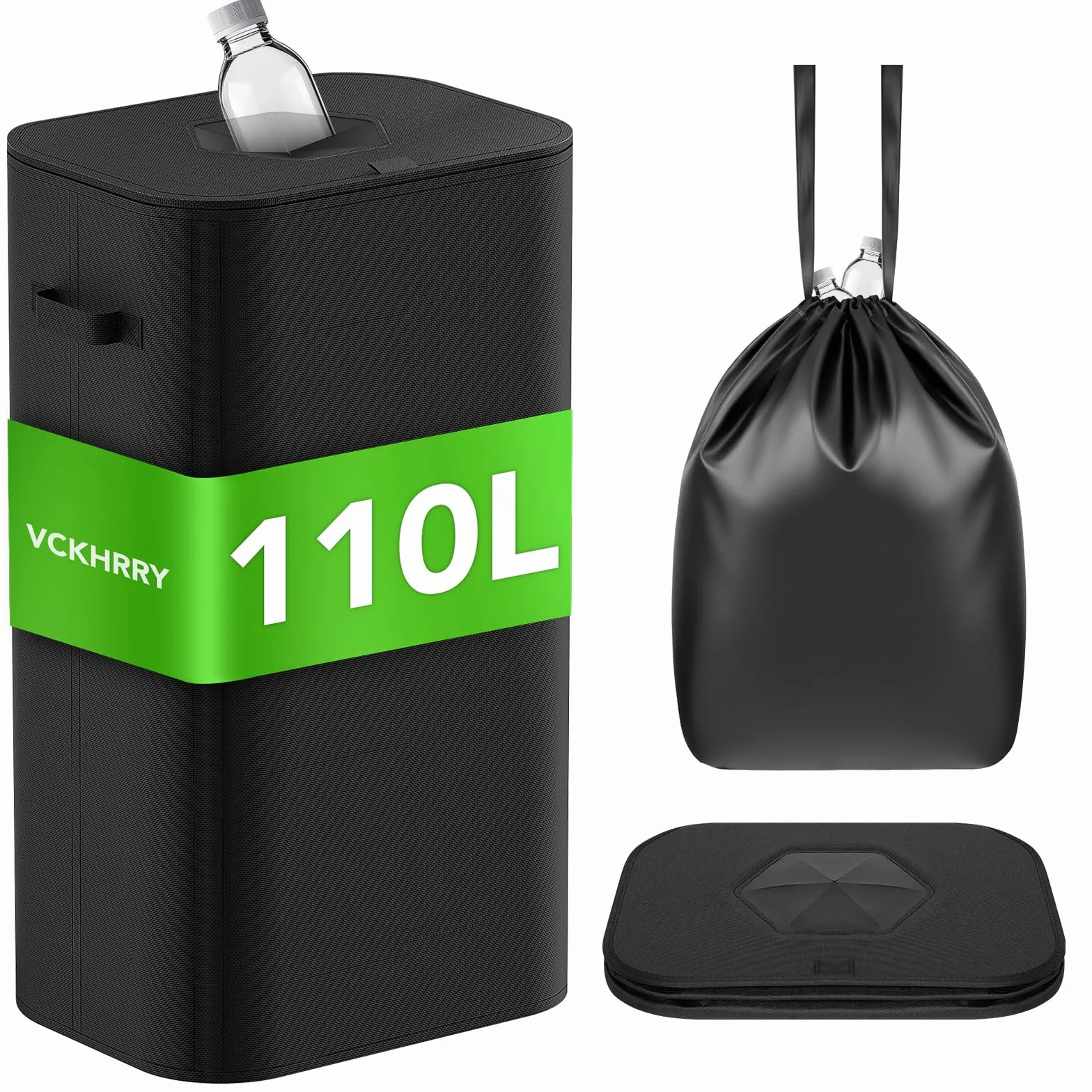 110L Poubelle Tri Selectif Plastique Bouteilles Verre Collecteur avec Couvercle Recyclage