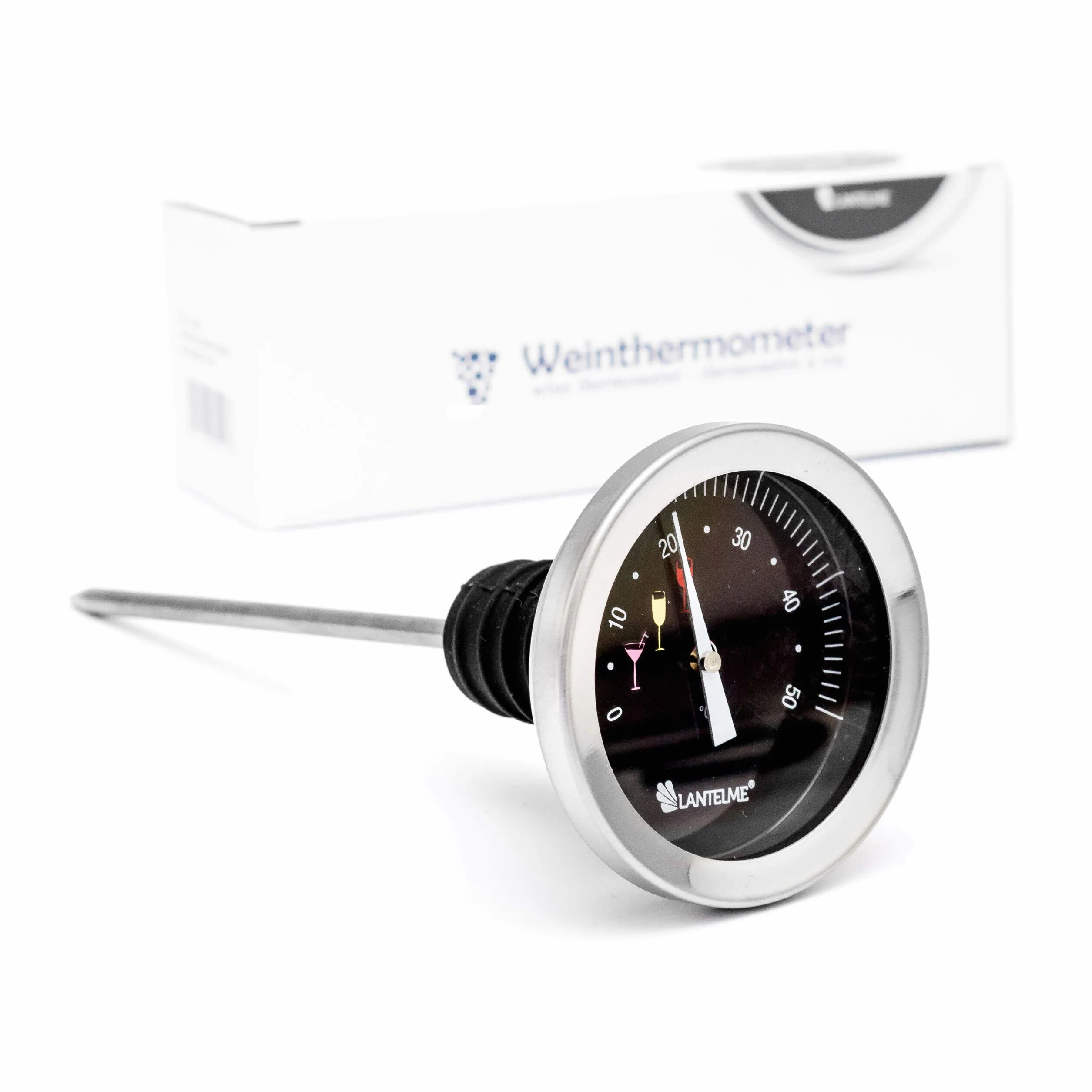 Lantelme 5954 Thermomètre à Vin avec Bouchon Étanche en Acier Inoxydable pour Bouteille