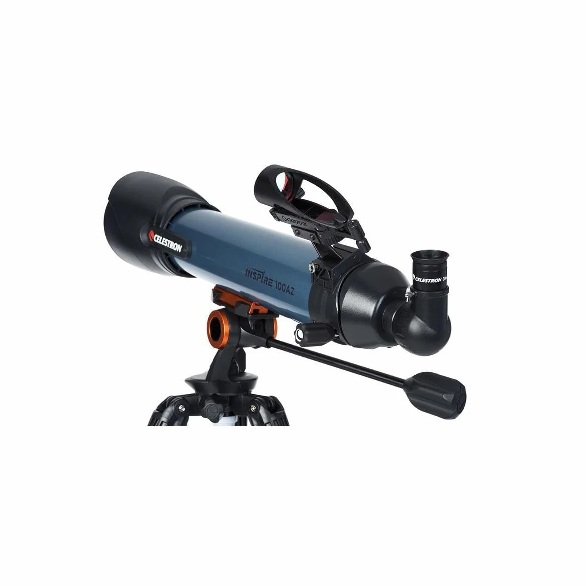 Celestron 22403 Inspire 100AZ - Teleskop refrakcyjny Celestron 22403 Inspire 100AZ z wbudowanym adapterem do smartfona, niebieski