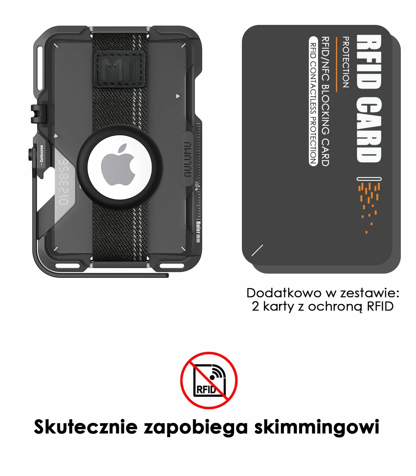 Aulumu G03 Przezroczysty Magnetyczny Uchwyt na Karty | Portfel Magnetyczny Zgodny z MagSafe | Wielofunkcyjny – Podstawka/Uchwyt do Telefonu | Otwieracz do Butelek | Karta z Ochroną RFID – Przezroczyst
