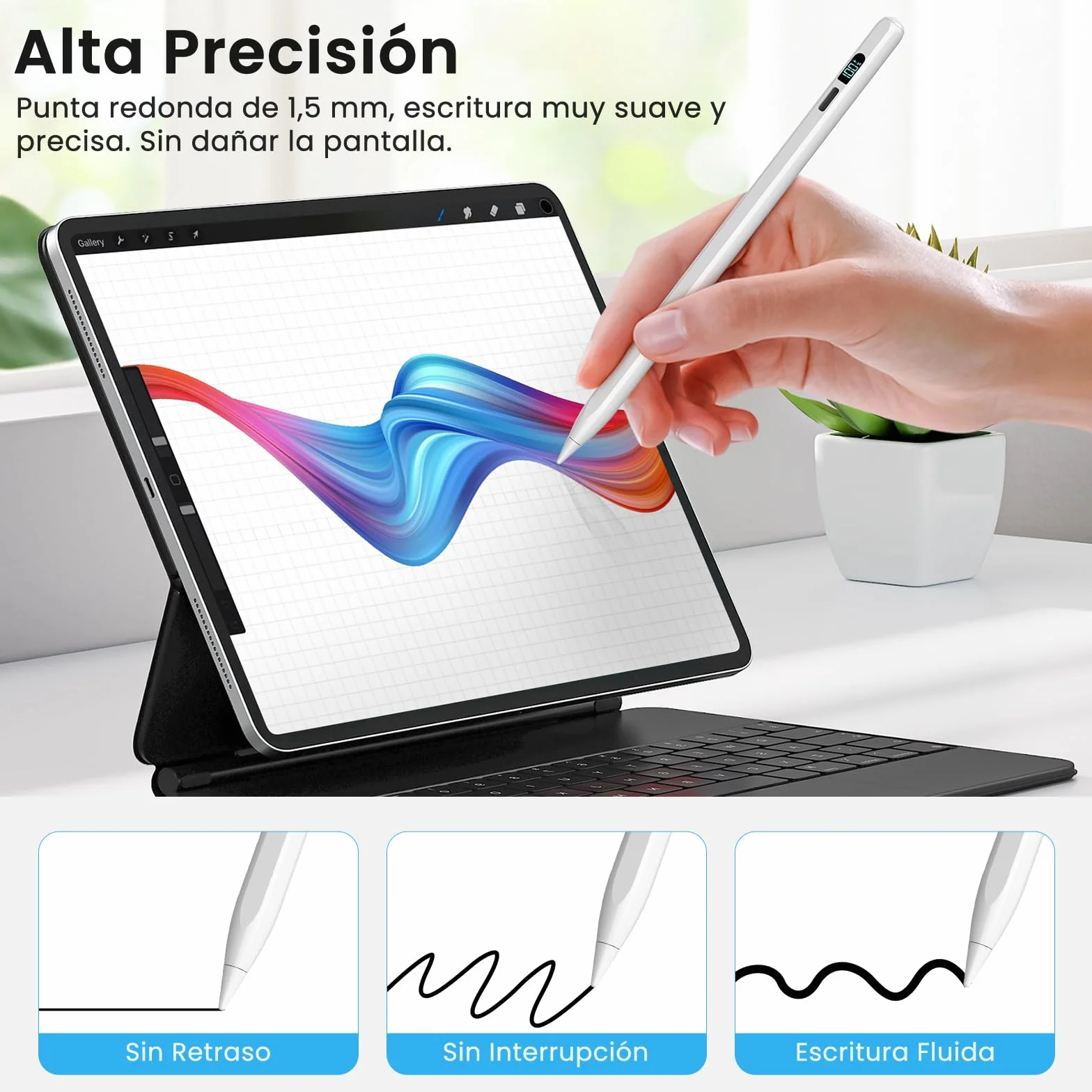 MEKO Pióro do Apple iPad 2018-2025, iPad Pen z wyświetlaczem LED, 3 x szybkie ładowanie, iPad Pen kompatybilny z iPad 11 A16/10/9/8/7/6, Air 5/4/3/11''M2/M3, Pro 11/12.9/13 M4/M5, Mini 5/6