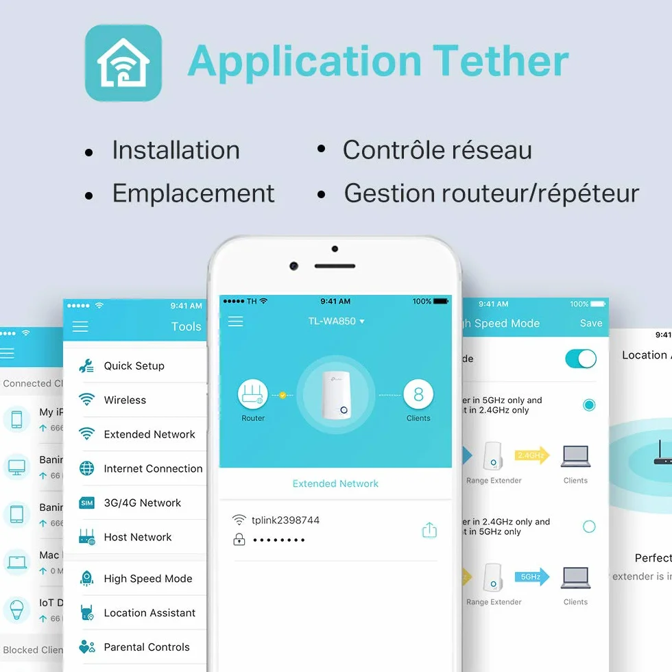 TP-Link TL-WA850RE Répéteur WiFi N300, Amplificateur WiFi, 1 Port Ethernet, 90㎡