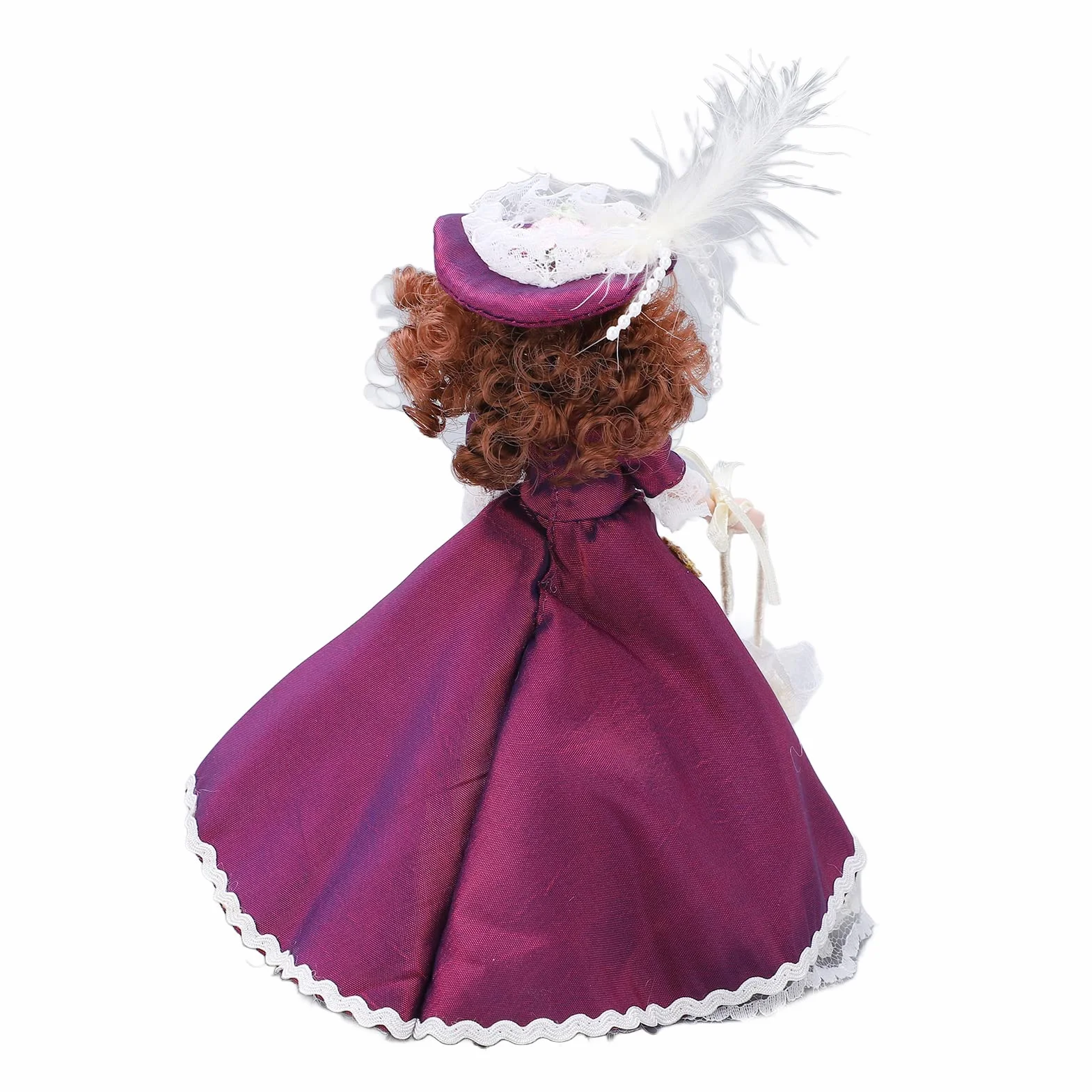 Personnes Miniatures en Porcelaine Victorienne Jupe Foncée Chapeau Femme Poupée en Céramique pour Décoration de Maison de Poupée