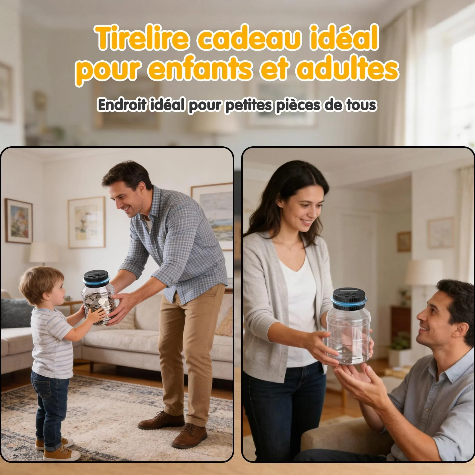Pup Go Tirelire Electronique Transparente Numérique Écran LCD, XXL 1,8L Grande Capacité Compteuse Automatique de Pièces