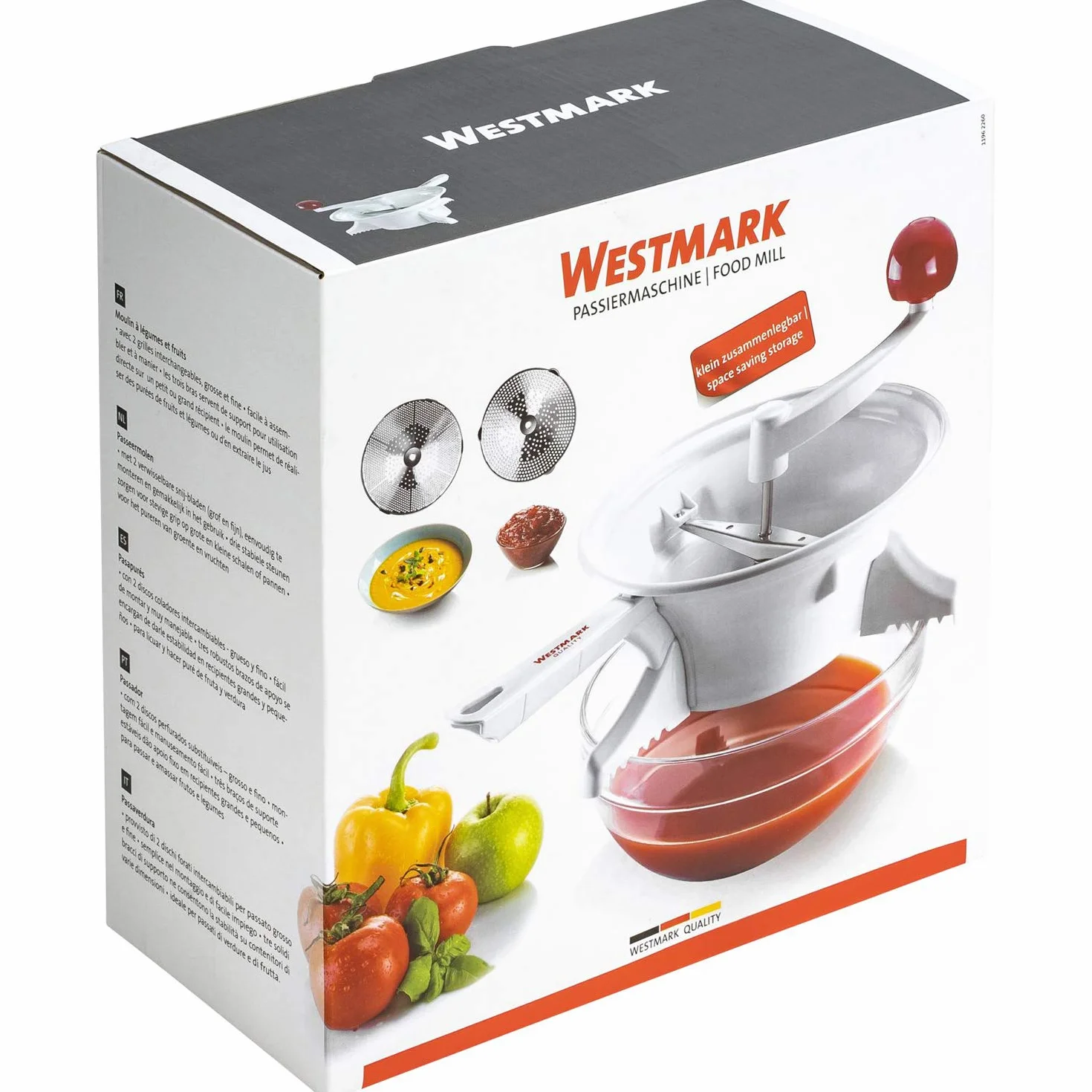 Westmark Moulin à Légumes 23 cm Plastique Acier Inoxydable Blanc Rouge