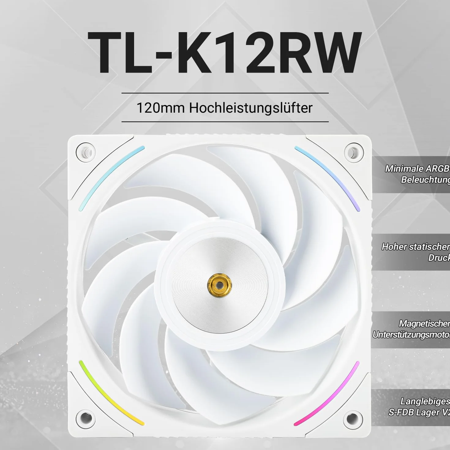 Thermalright TL-K12RW wentylator CPU 120 mm, 4-pinowe złącze PWM, wentylator komputerowy z prędkością 2150 obr./min, wentylator do komputera stacjonarnego (TL-K12RW)