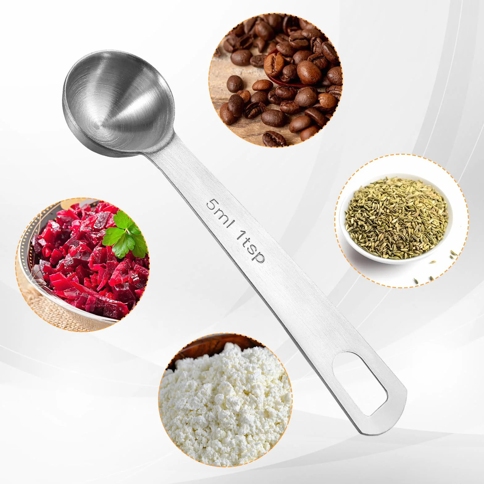 Lusofie Cuillères à Mesurer Acier Inoxydable 5 ml Lot de 2 pour Cuisine Café