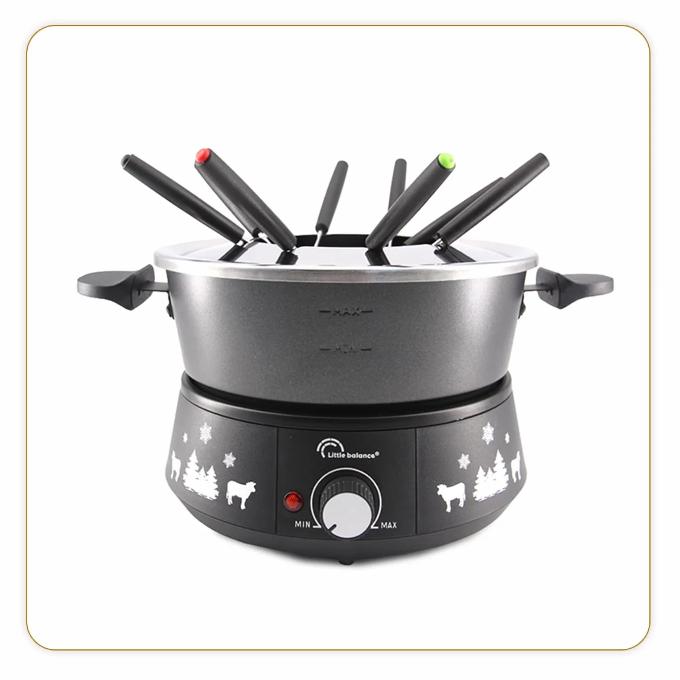 LITTLE BALANCE 8690 Black Fondue 8 Meuuuh...!, Appareil à fondue 8 personnes, Caquelon anti-adhésif grande contenance 2 litres, 1500 W, Noir