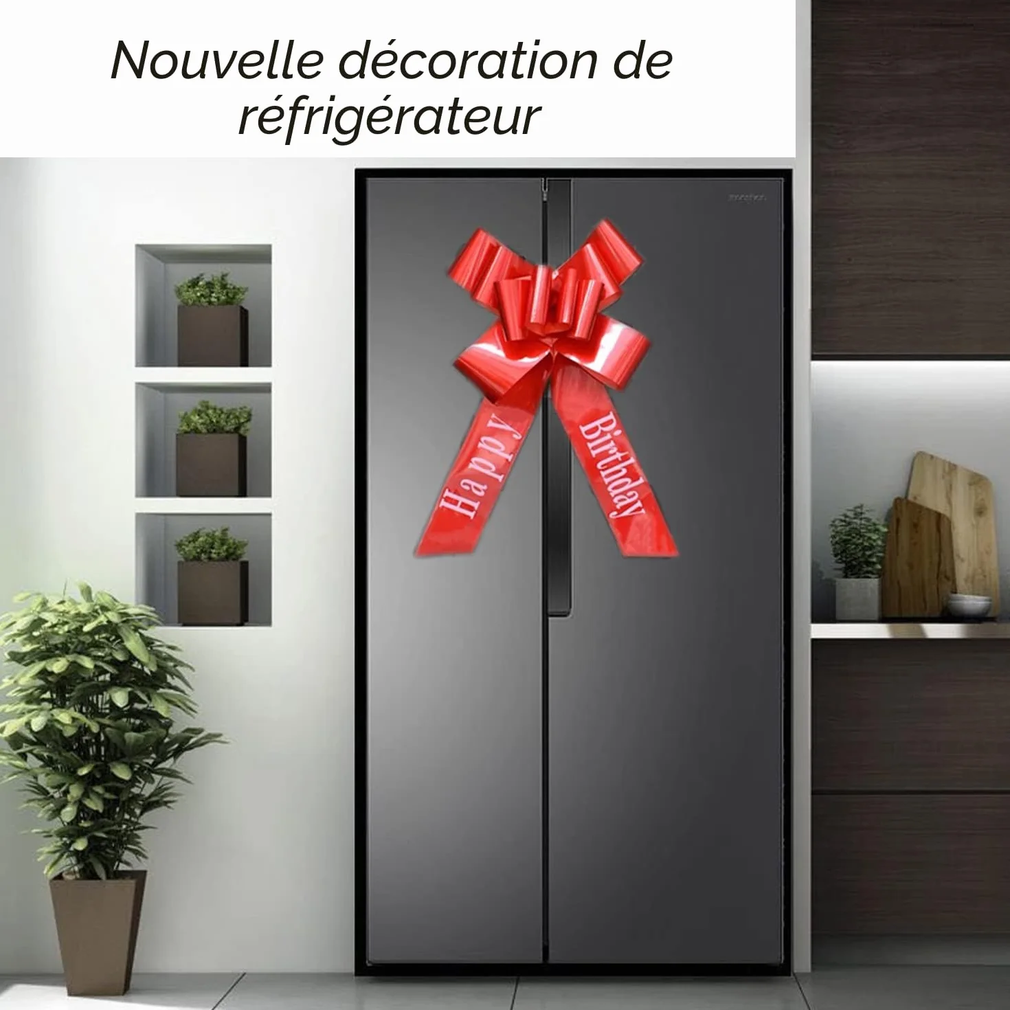 Grand nœud Rouge géant 58 cm pour Anniversaire Voiture Cadeau XL avec Rubans 185 cm
