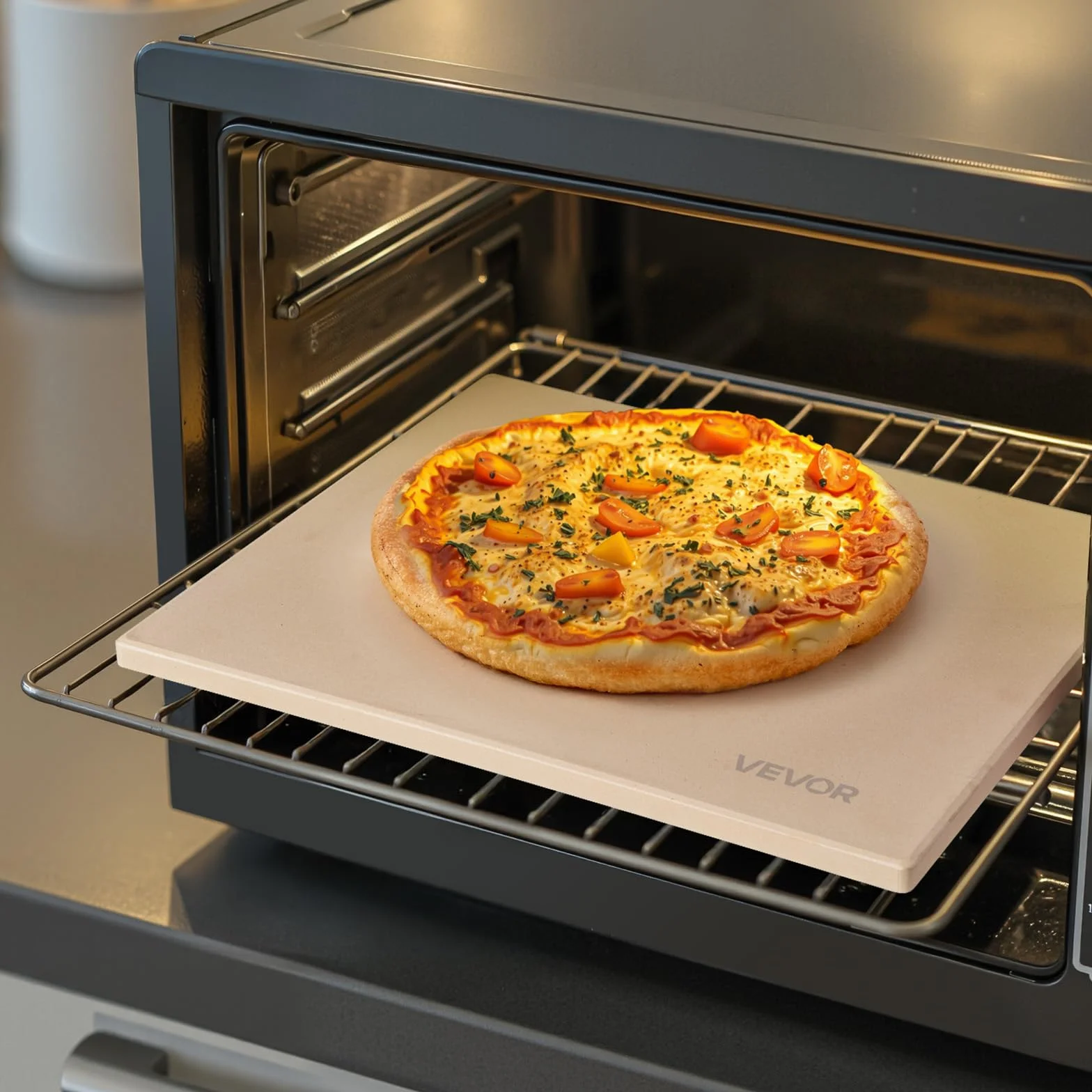 VEVOR Pierre à pizza rectangulaire en cordiérite 50,8 x 35,5 cm, pierre de cuisson extra large avec pelle en aluminium, résistante à la chaleur, épaisseur 1,5 cm, pour four, cuisson du pain, barbecue