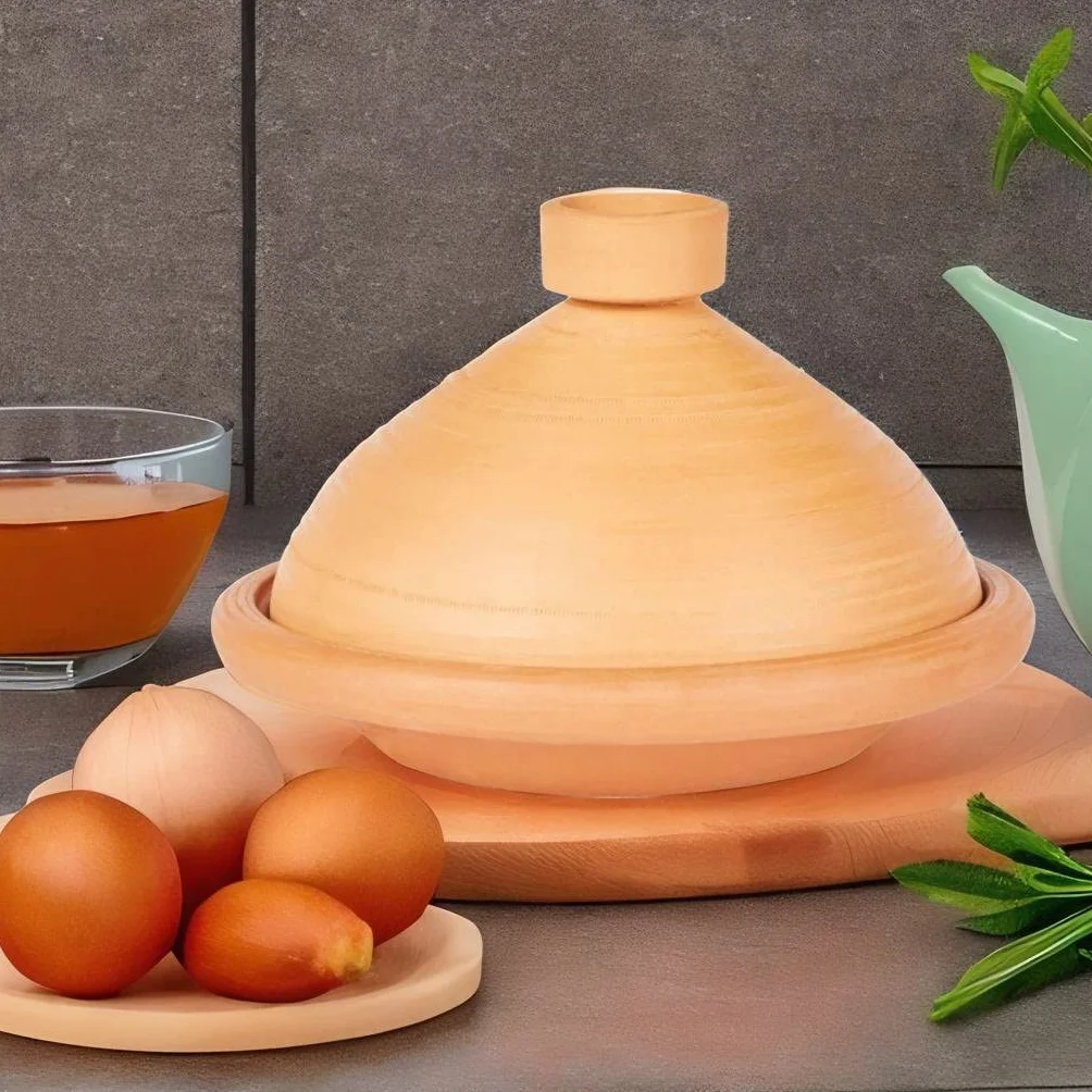 Marrakesch Poêle à tajine, tajine, terre cuite, ronde, 31 cm, 3 à 5 personnes, passe au four, passe au lave-vaisselle