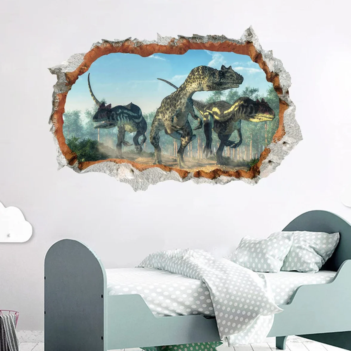 DINOSAURE 3D Autocollant mural XXL 60x90 cm Jurassic World Déco chambre garçon