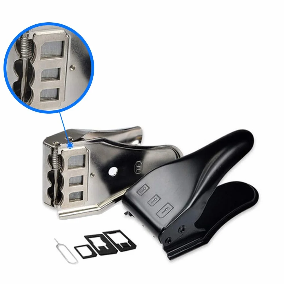 MMOBIEL Uniwersalny obcinacz do kart SIM/Micro Sim/Nano Sim kompatybilny z iPhone Samsung Sony Huawei Motorola itp., w tym 3 adaptery SIM + 1 pin wysuwania karty SIM