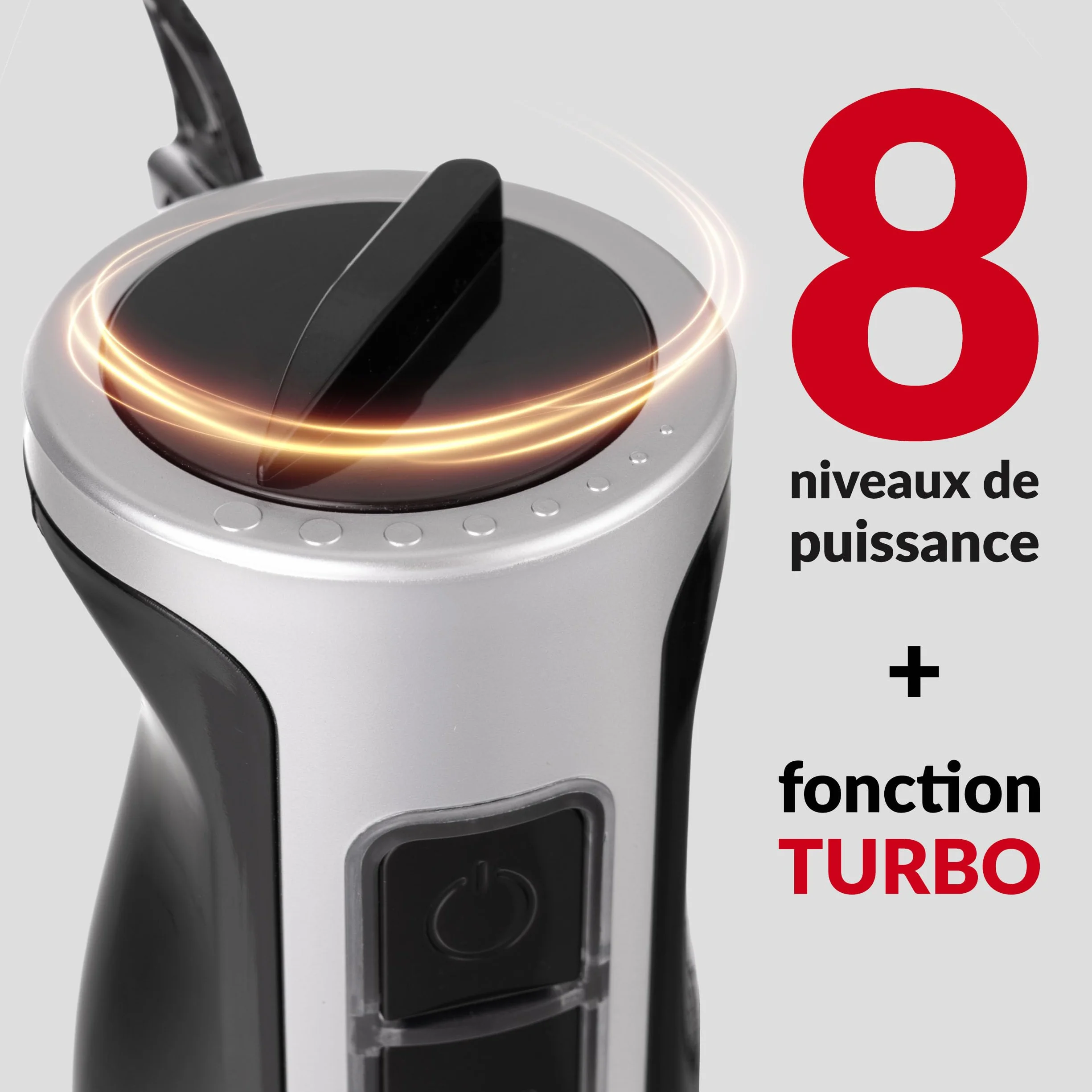 LEHMANN Chowmei 5-en-1 Mixeur Plongeant 1200 W, Réglage de vitesse à 8 niveaux, Fonction Turbo, Mixeur Multifonction avec 6 accessoires - Batteur, Fouet, Hachoir 600 ml, Verre Doseur 860 ml
